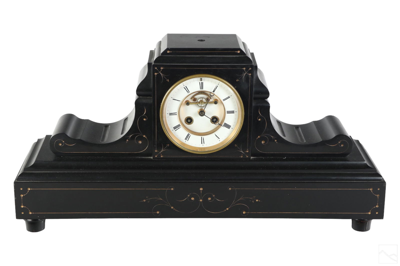 Eastlake Style Antique Black Slate Mantel Clock (1 of 9)