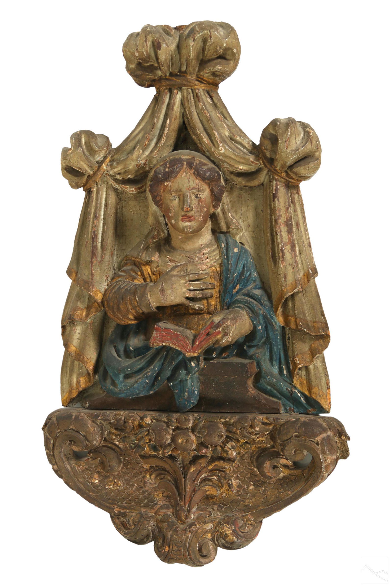 19C. Italian Wood Religious Figural Madonna Plaque (1 of 4)