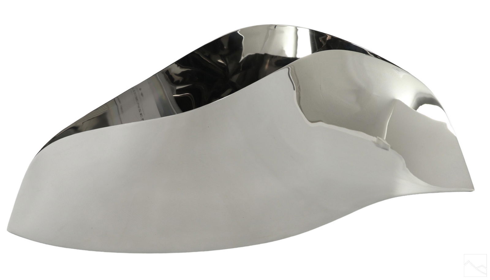 Georg Jensen Danish Steel Indulgence Wine Cooler: A Georg Jensen Danish champagne or wine cooler in the Indulgence pattern. Mirrored finished stainless steel in an abstract wavy pattern. Spacious interior with three bottle holding capacity. Includes