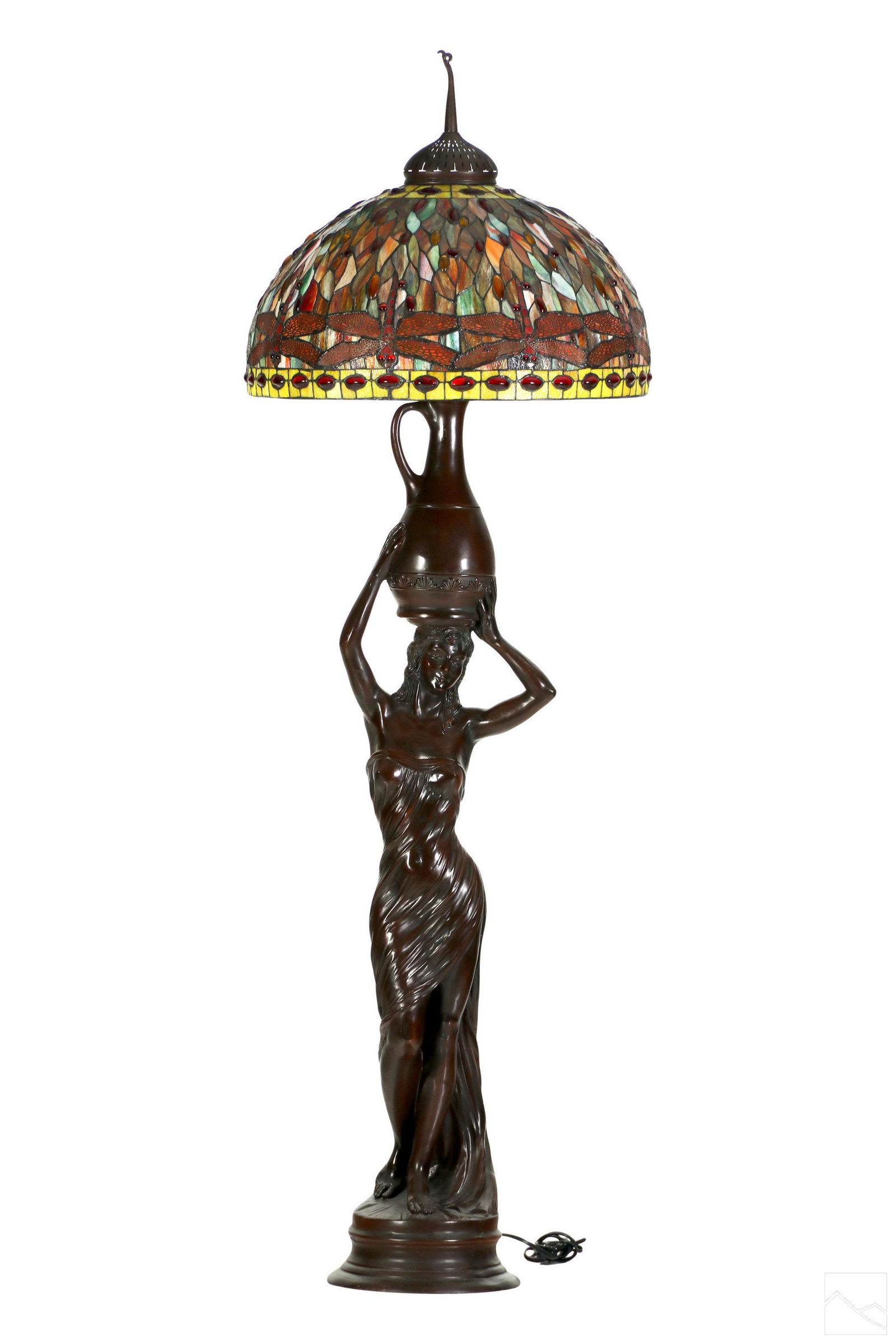 Art Nouveau Tiffany Style Bronze Female Floor Lamp (1 of 11)