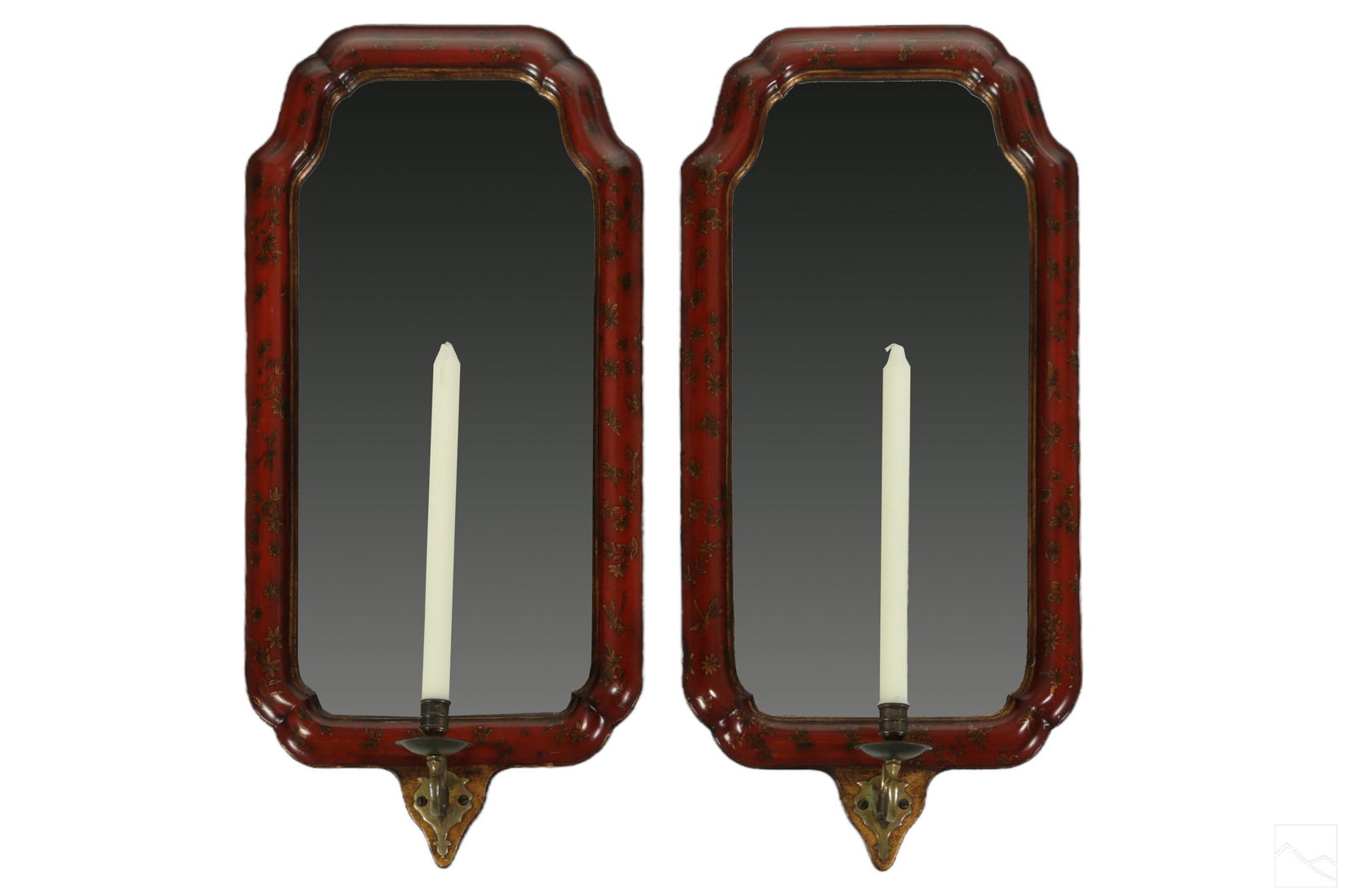 English 19C. Antique Mirrored Wood Candle Sconces (1 of 4)