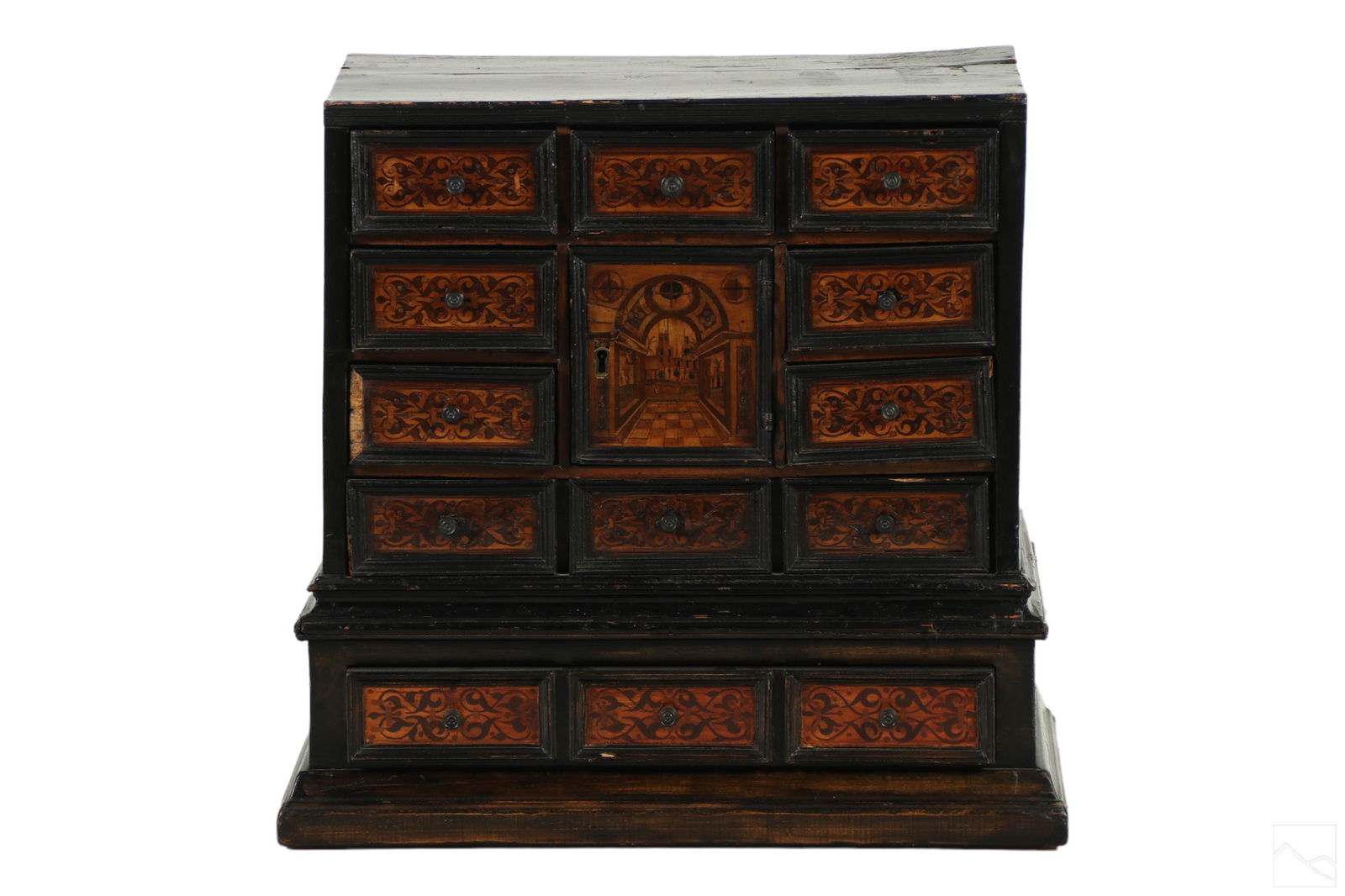 Spanish 19C Antique Orientalist Wood Spice Cabinet (1 of 8)