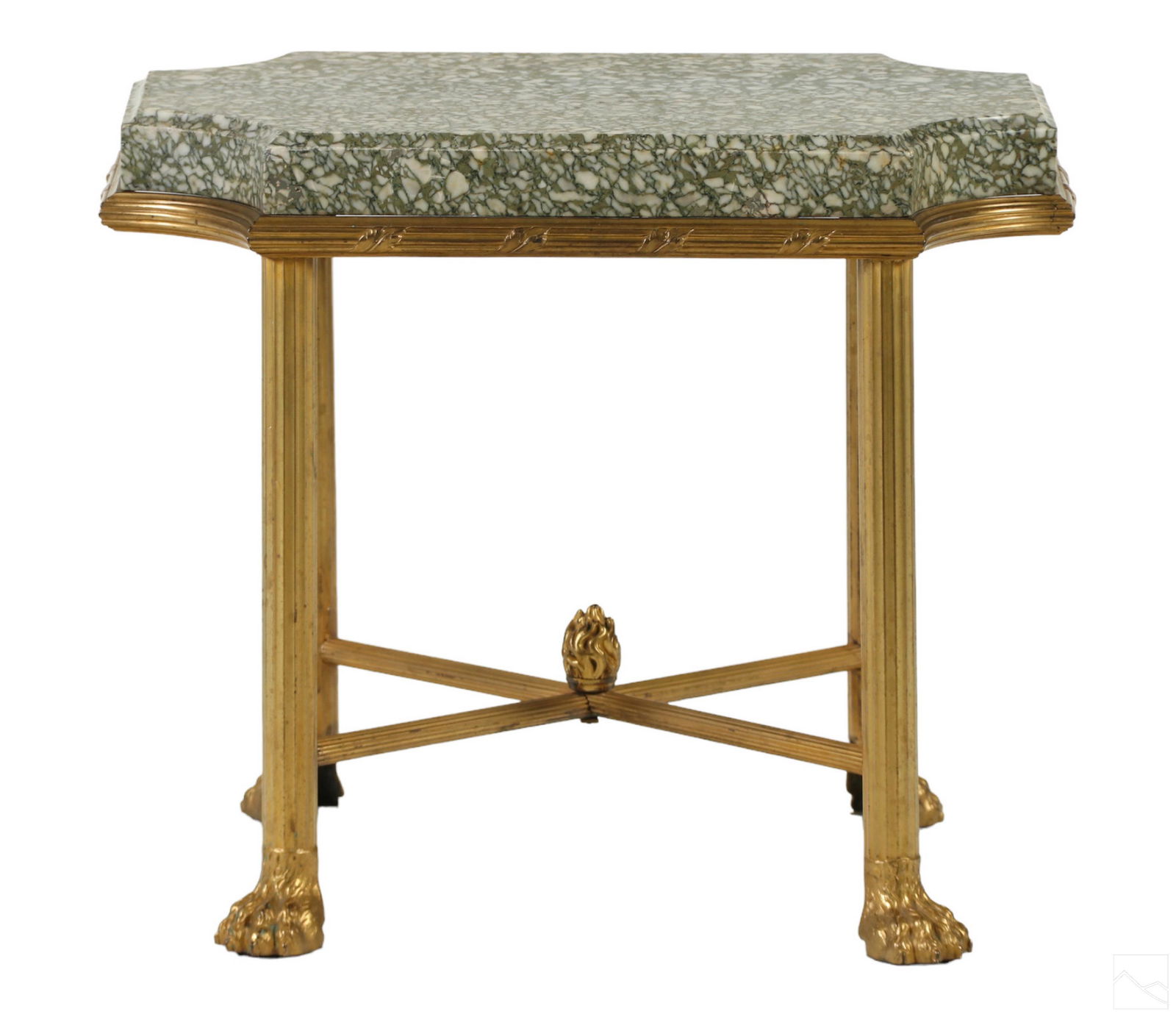 French Art Deco Gilded Bronze & Marble Side Table (1 of 7)