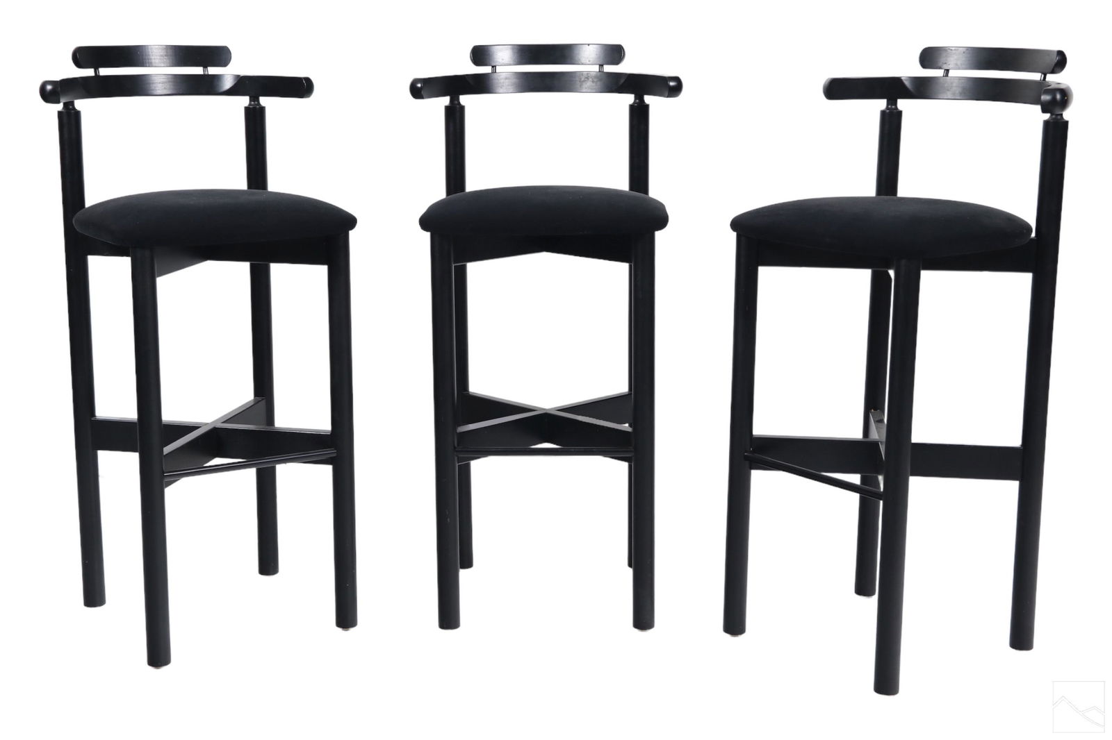 Post modern Designer Black Wood Barstools 3pc SET (1 of 6)
