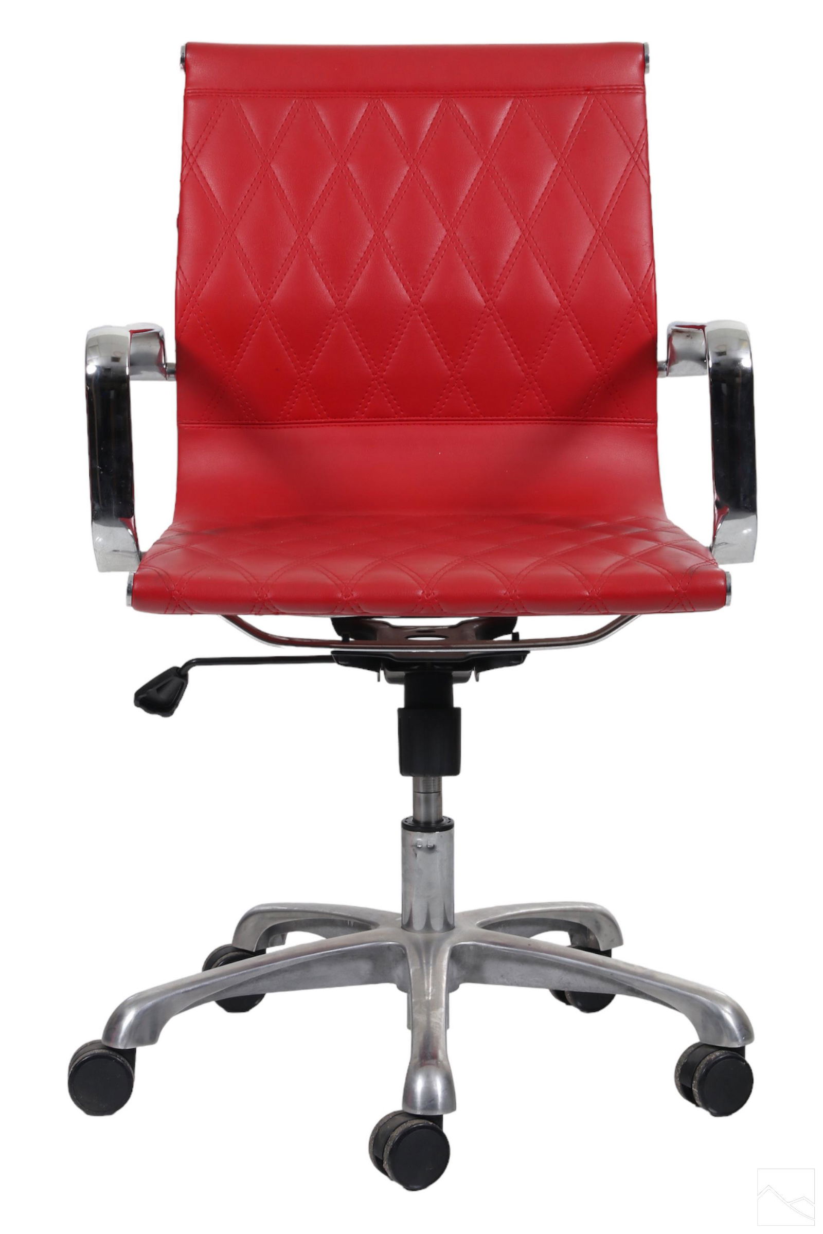 Classic Modern Red Leather and Chrome Office Chair (1 of 6)