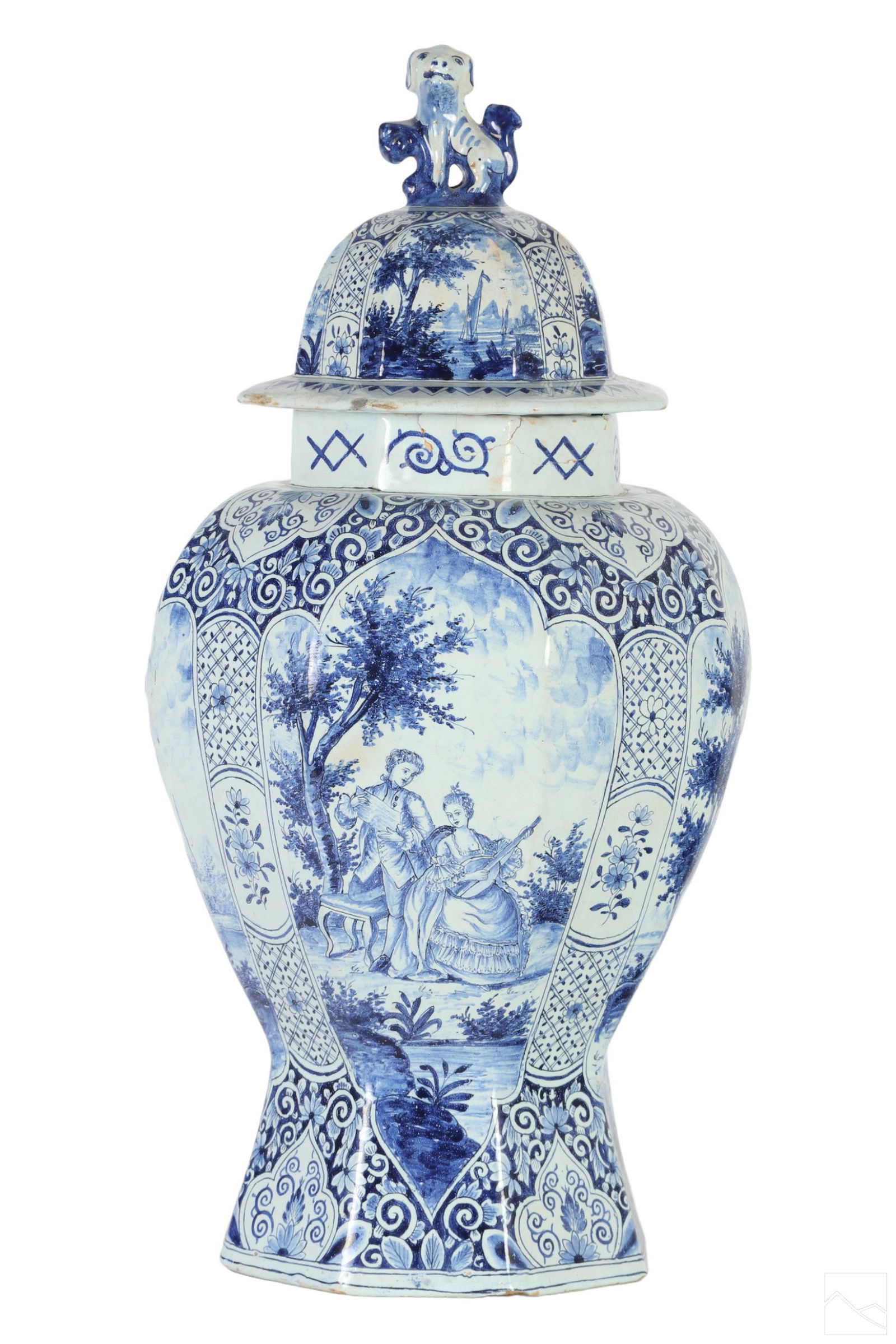 Italian Blue White Faience Pottery Ginger Jar Urn (1 of 9)