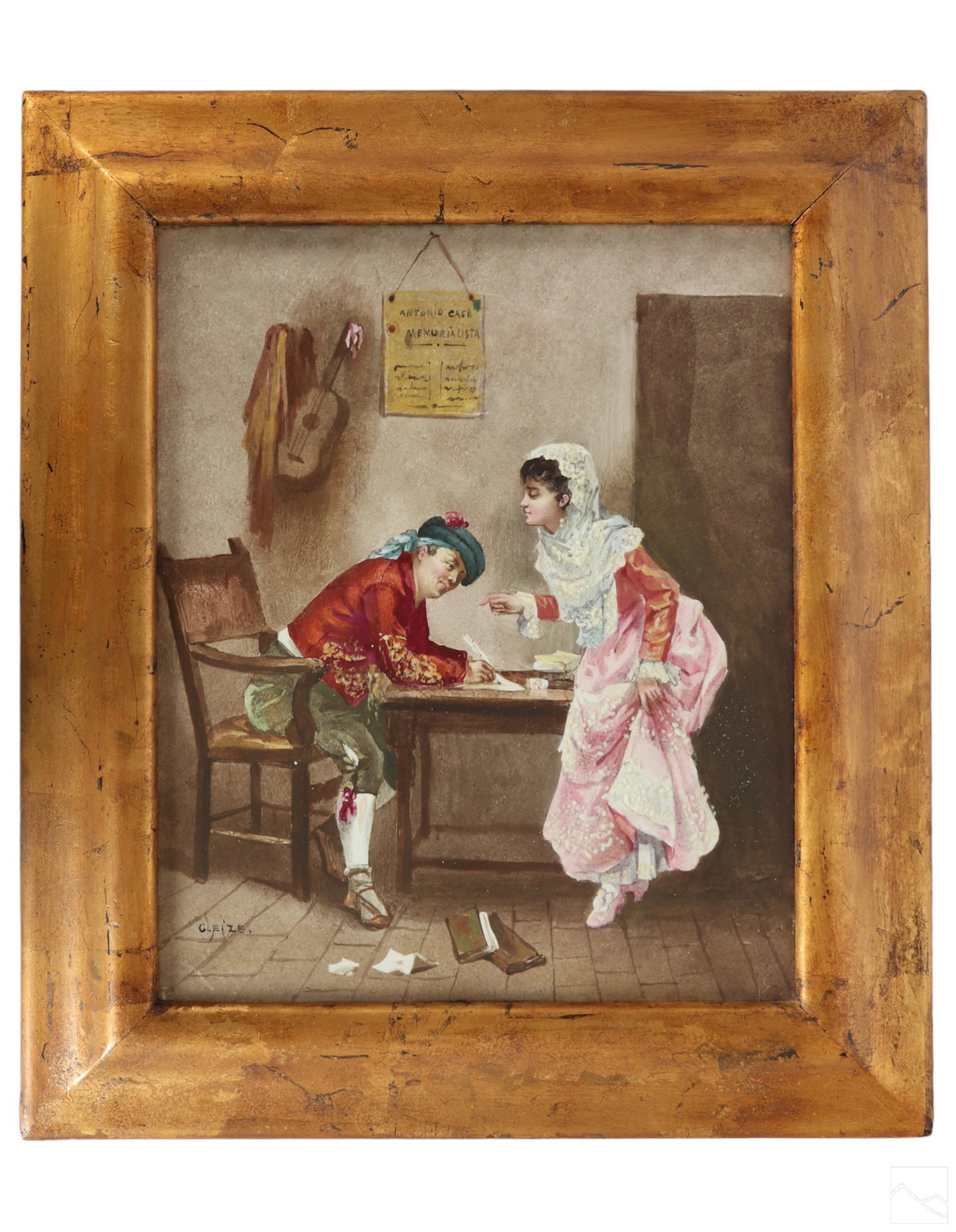 French Antique Porcelain Spanish Landscape Plaque (1 of 4)