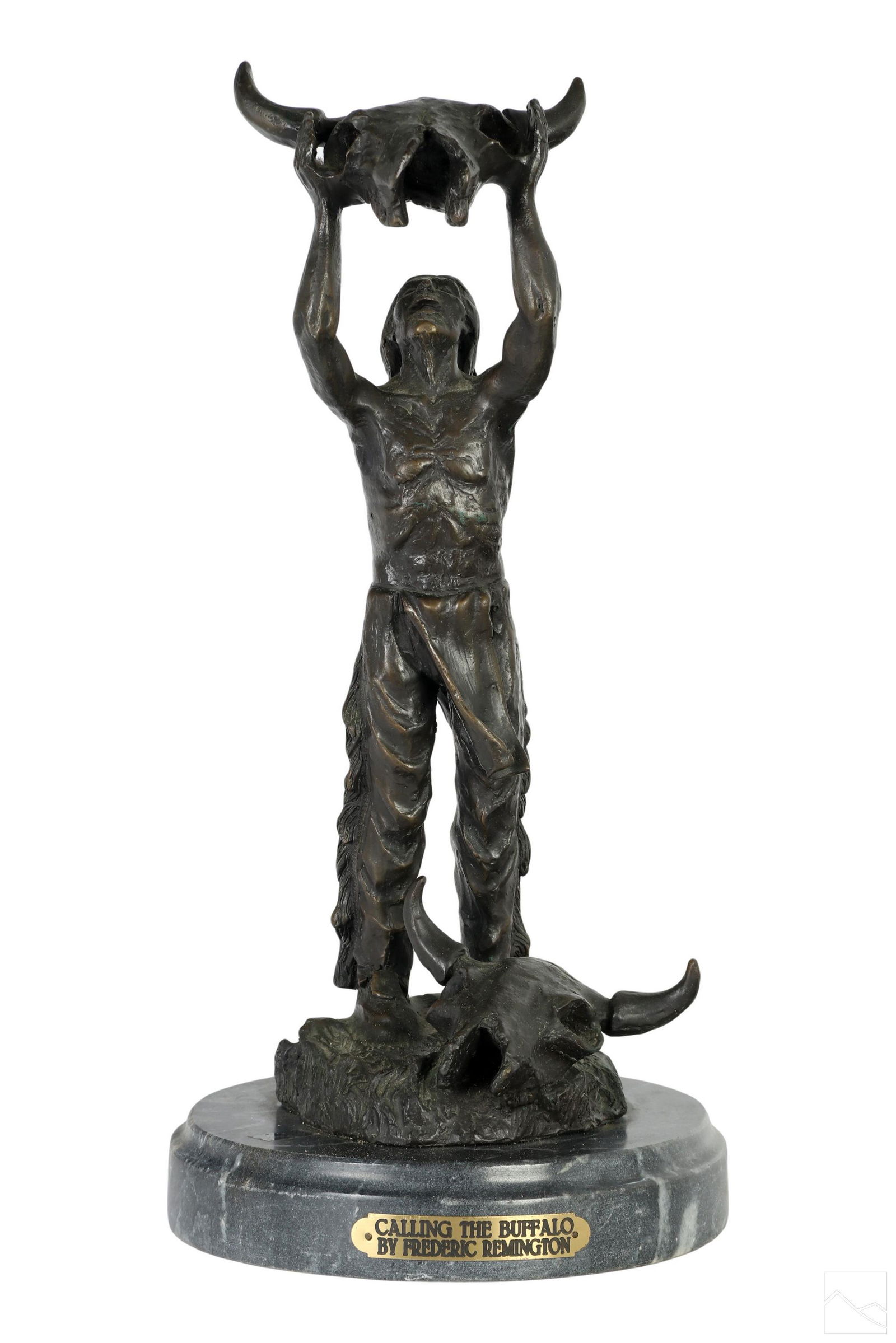 Bronze Calling the Buffalo Statue after Remington (1 of 7)