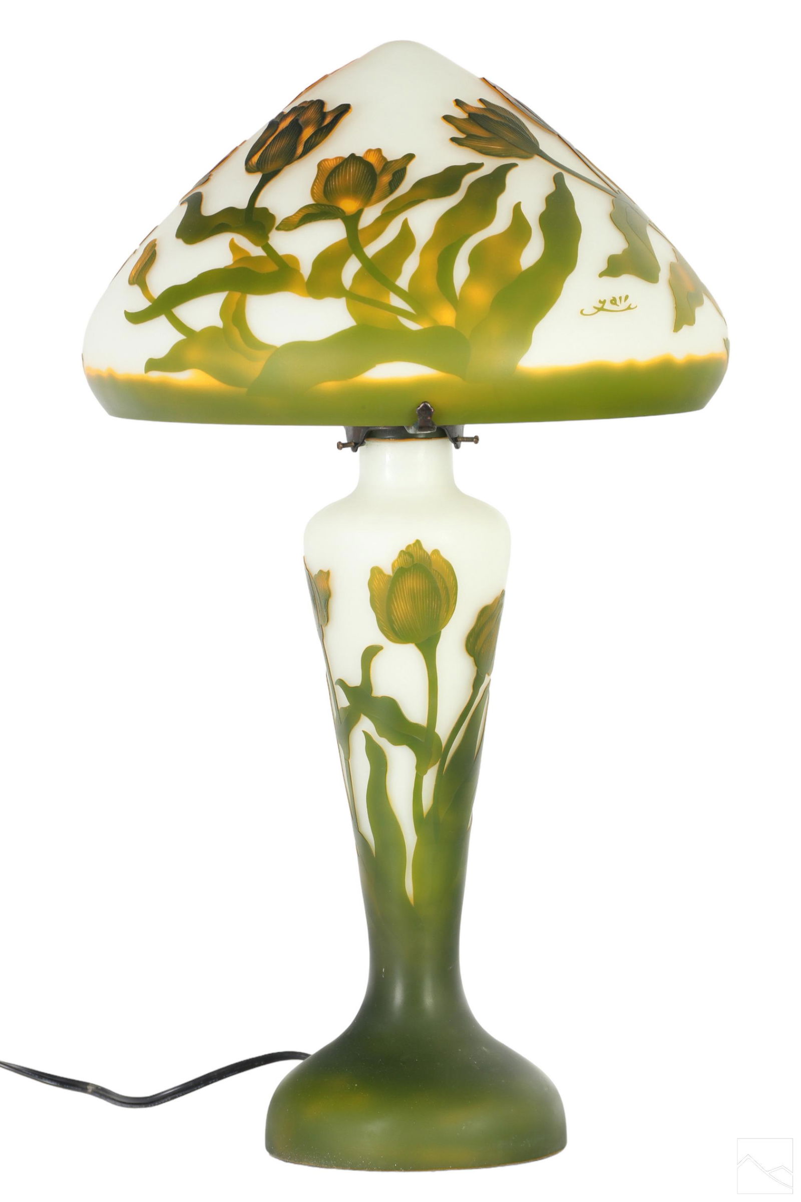 Cameo Glass Mushroom Table Lamp after Emile Galle (1 of 7)
