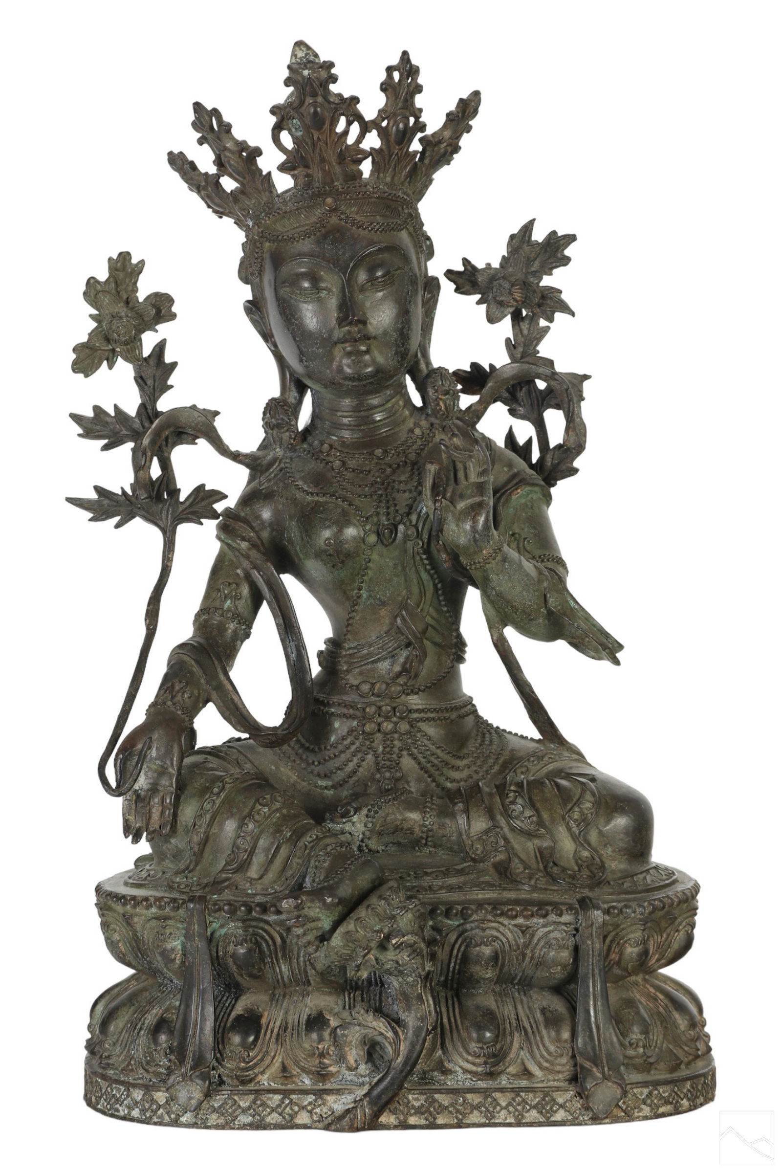 Indo Nepalese Green Bronze Tara Buddha Sculpture (1 of 5)