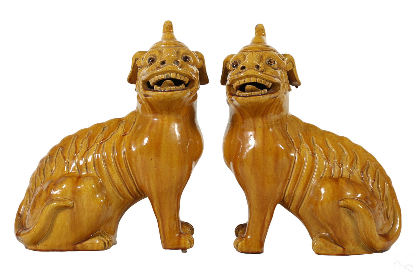 Chinese Glazed Sancai Pottery Foo Dog Pups Statues (1 of 5)