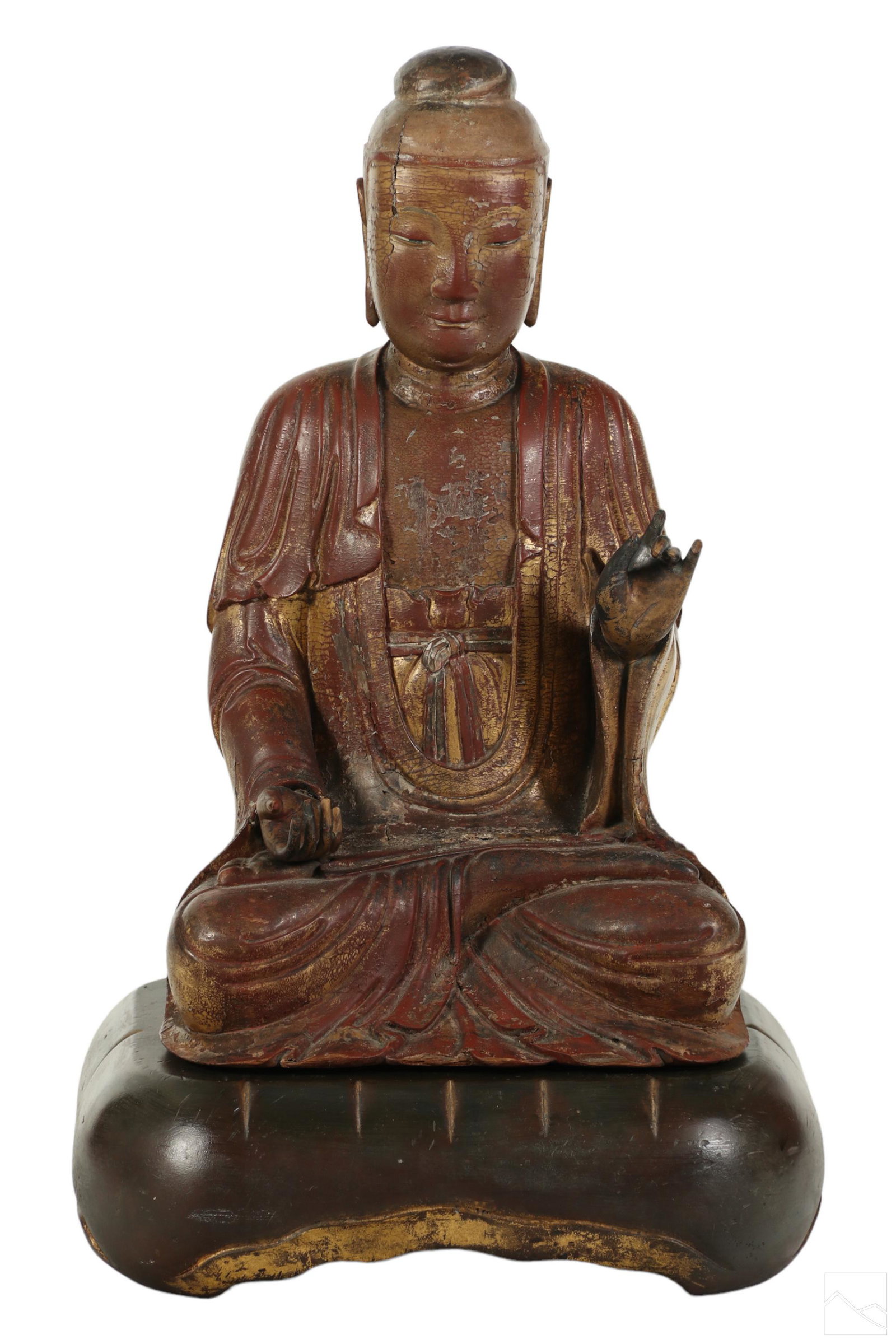 Chinese Gilt Carved Wood Figural Buddha Sculpture (1 of 6)