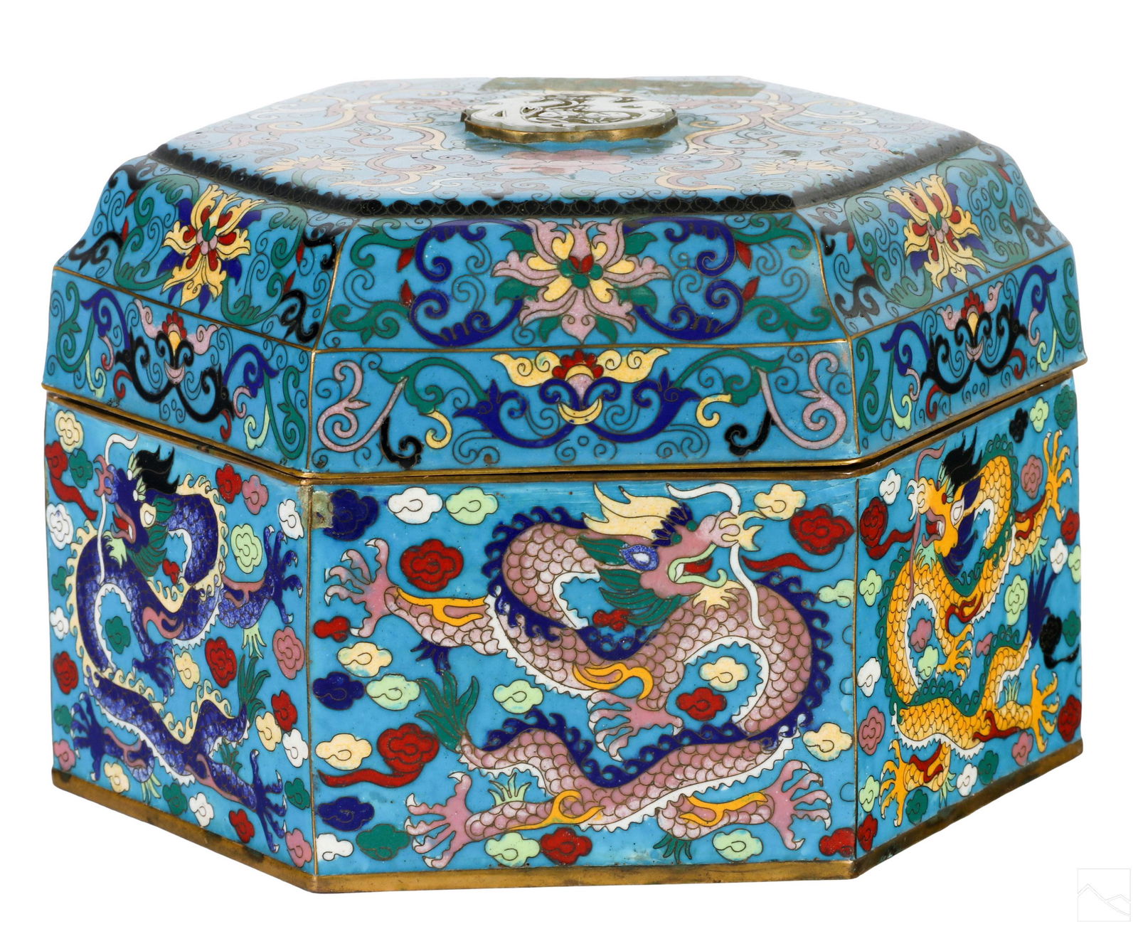 Chinese Jade & Cloisonne 5 Toe Imperial Dragon Box (1 of 10)