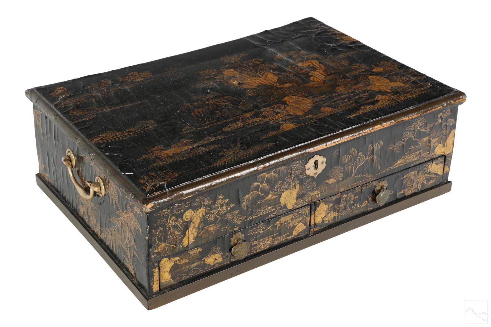 Chinese Antique Black Lacquered Wood Landscape Box (1 of 10)