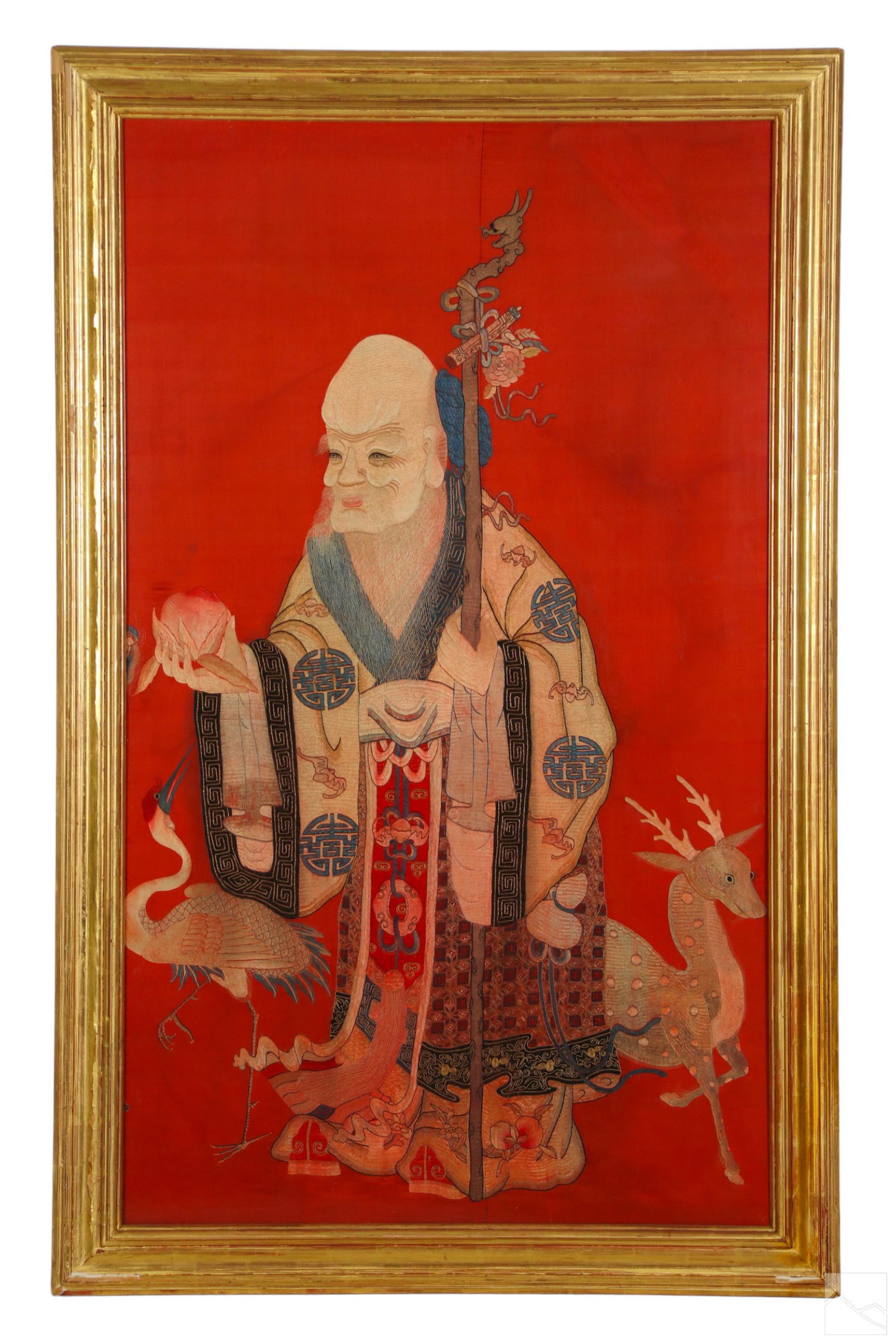 Chinese Immortal Silk Needlepoint Textile Fragment (1 of 7)