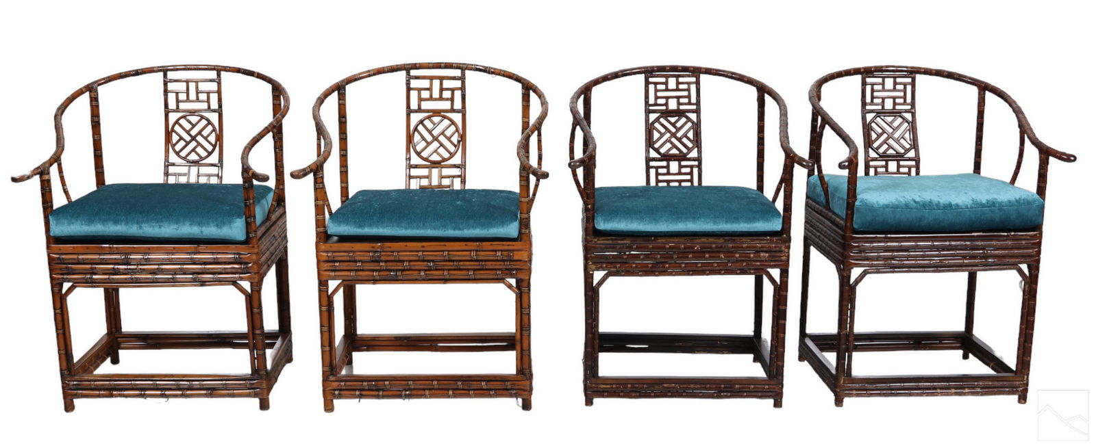 Chinese Hollywood Regency Style Cane Armchairs SET (1 of 5)