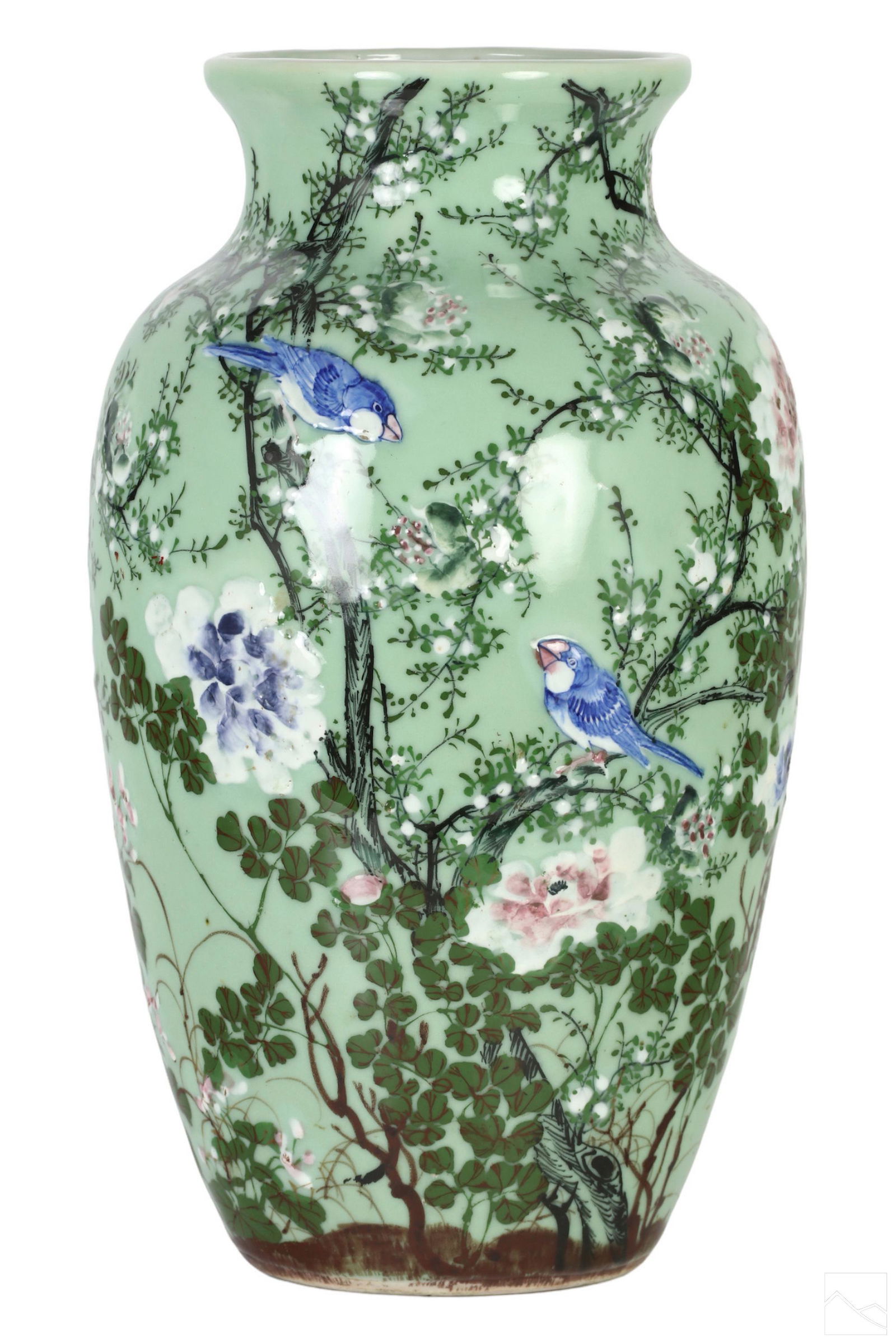 Japanese 19C Antique Green Porcelain Baluster Vase (1 of 4)