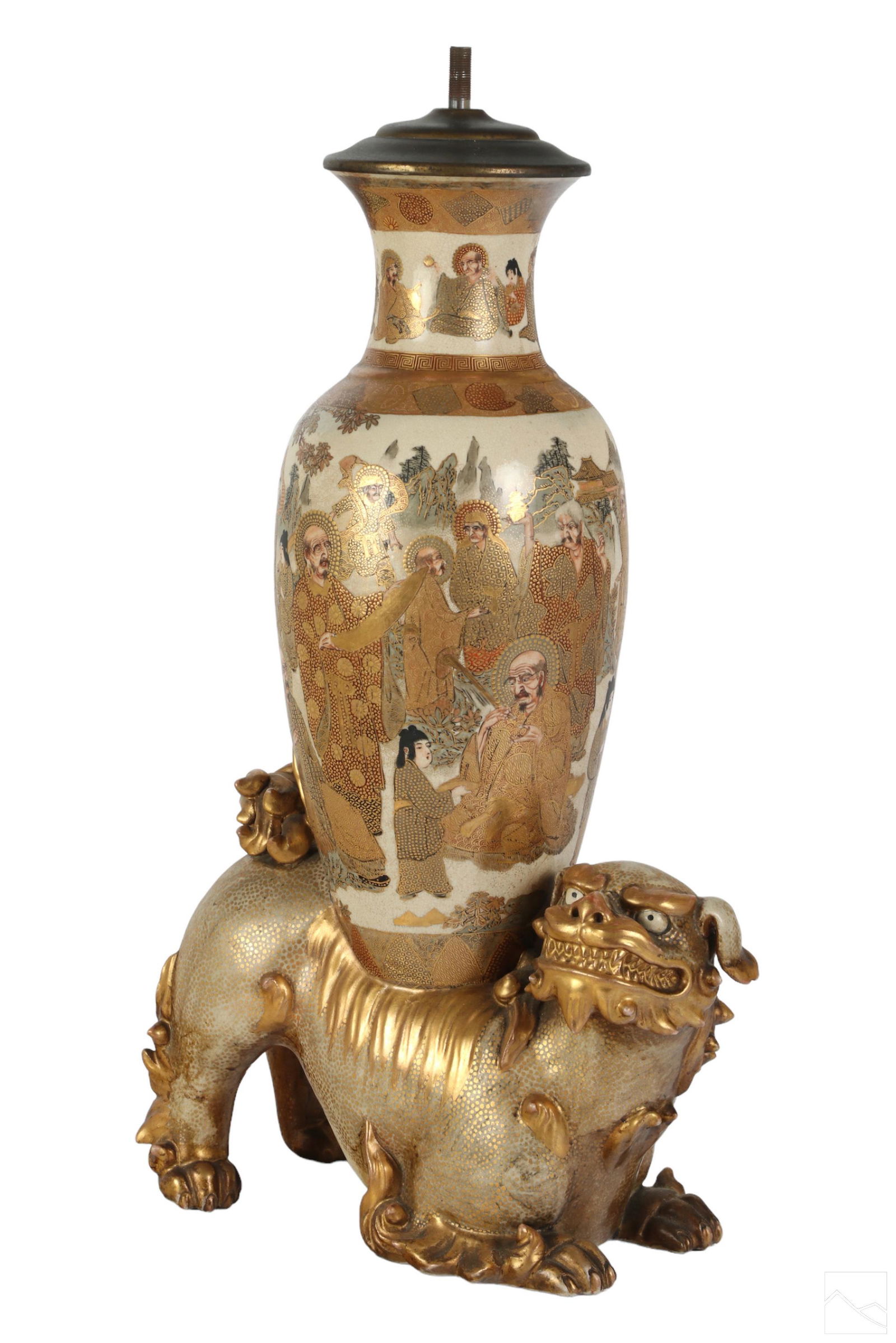 Japanese Antique Satsuma Porcelain Vase Lamp Base (1 of 7)