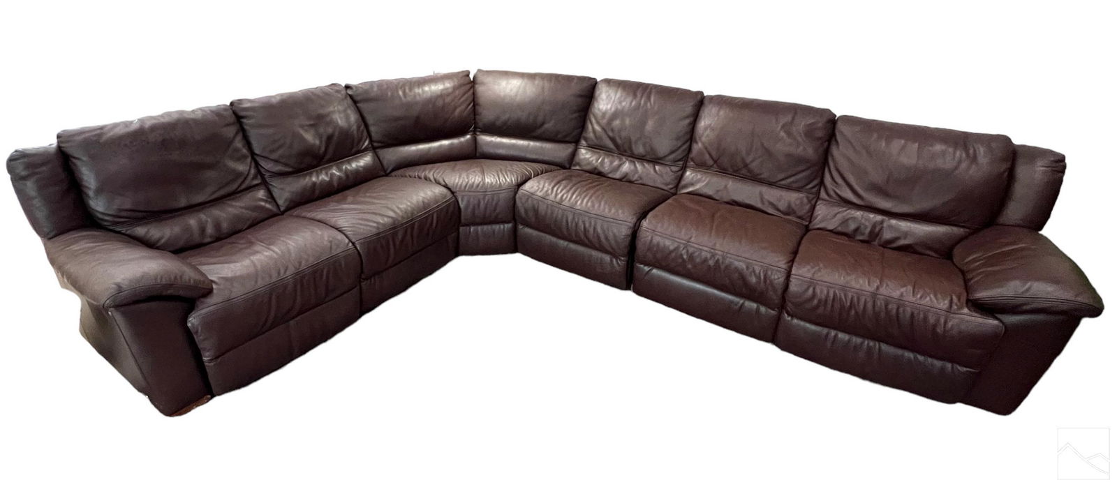 Natuzzi Italian Brown Leather Sectional Sofa Couch (1 of 4)