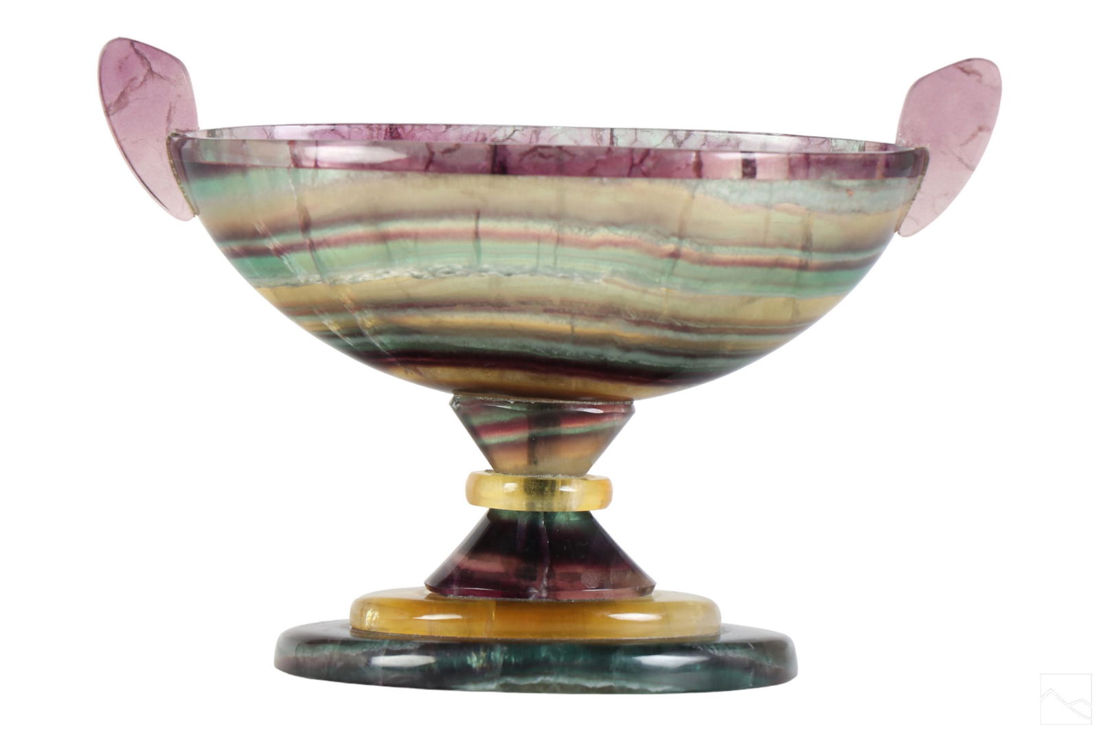 Banded Rainbow Fluorite Dual Handled Footed Vessel (1 of 9)