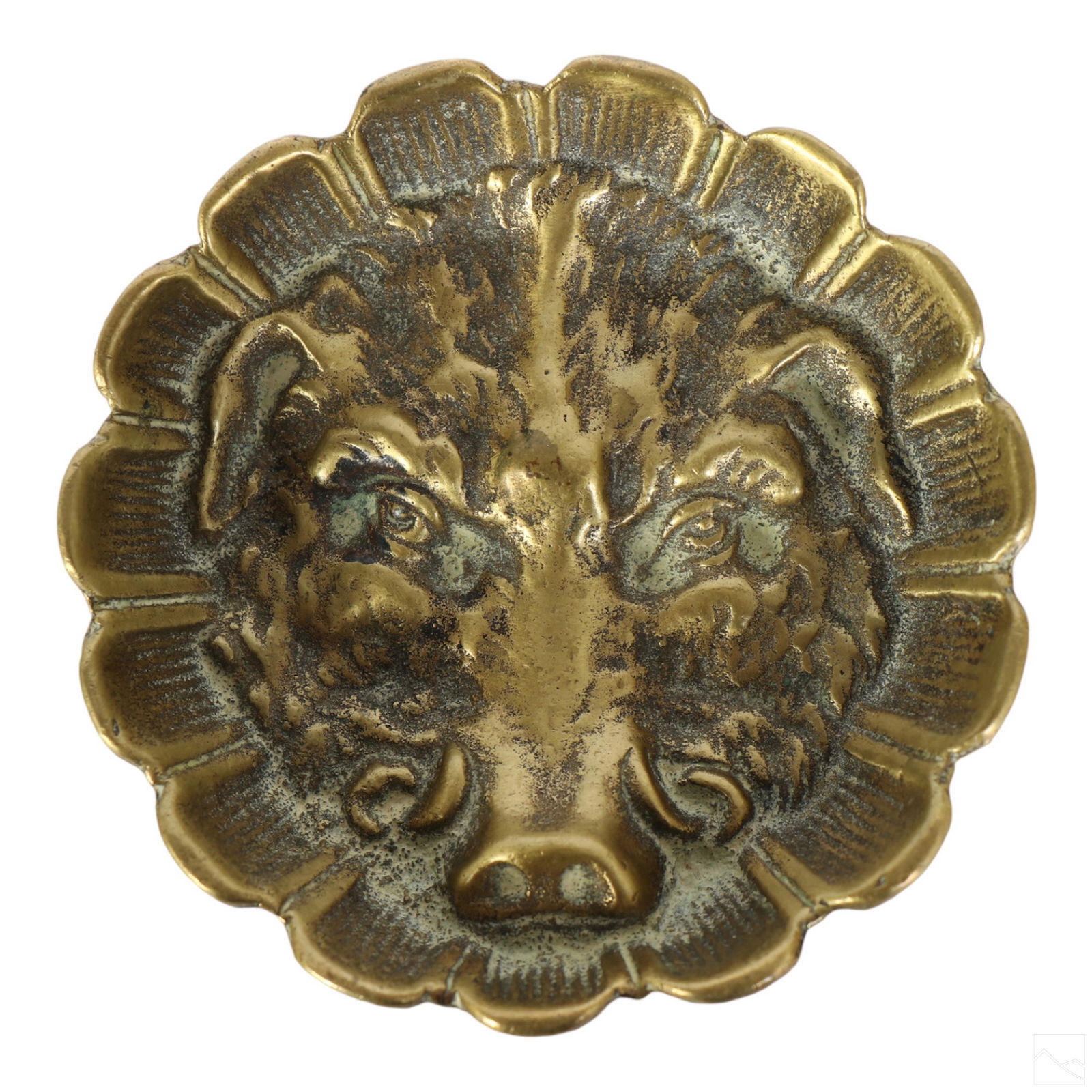French 19C. Antique Bronze Boar Head Pig Dish Bowl (1 of 3)