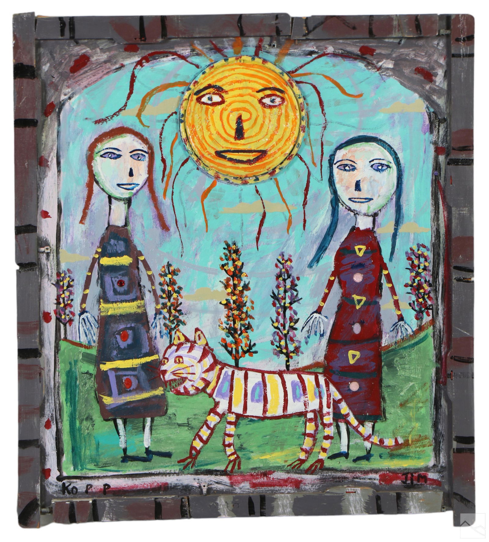 Jim Kopp b.1968 Modern Outsider Folk Art Painting (1 of 7)