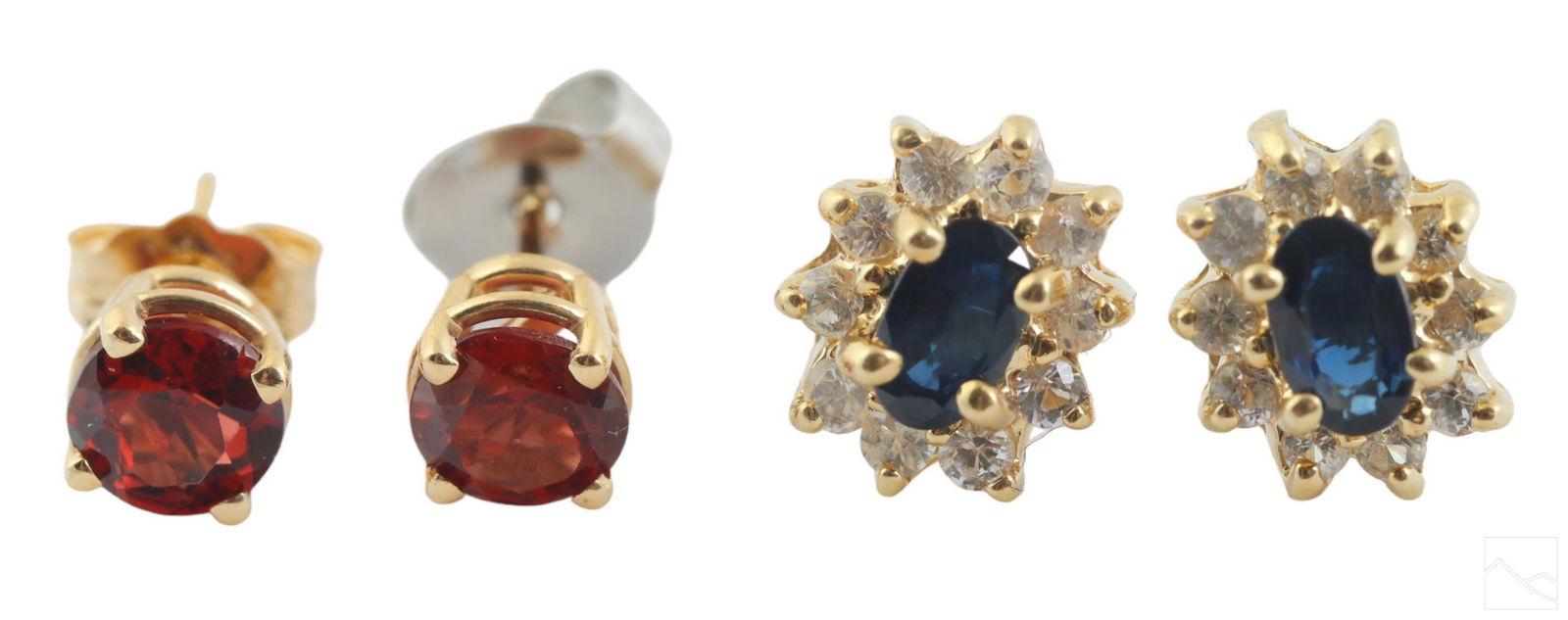 14K Gold Diamonds Sapphires & Garnets Earrings LOT (1 of 5)