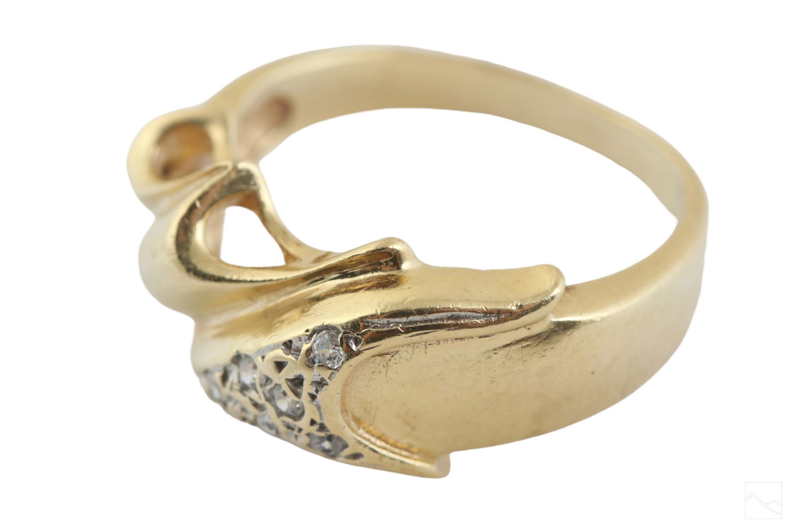 14K Gold Modern Designer Diamond Ring 4.7g Sz 5.5 (1 of 6)