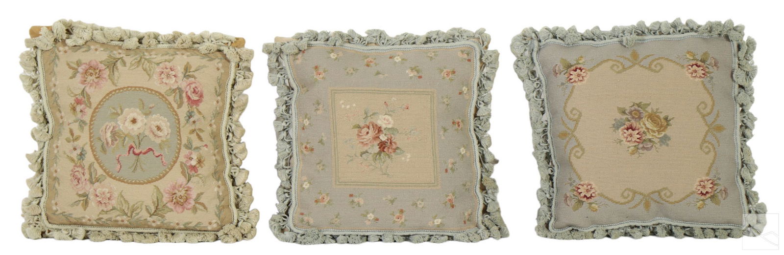 French Antique Petit Point Embroidered Pillows LOT (1 of 5)