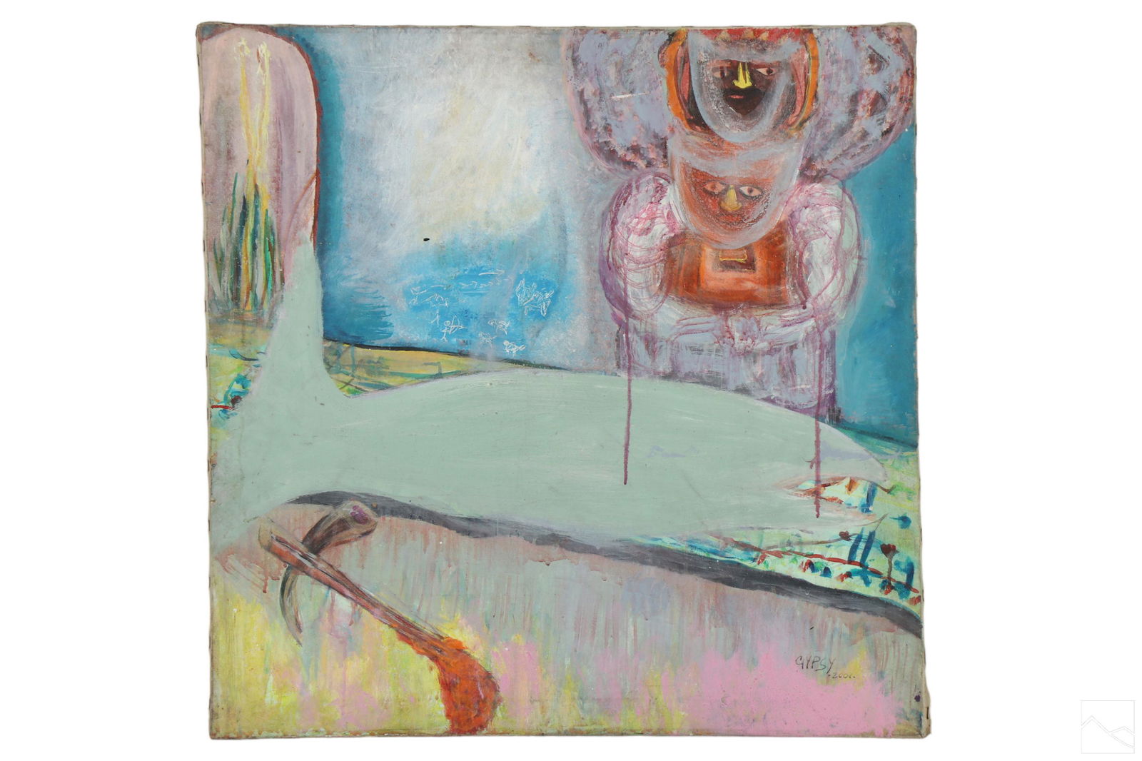 Gypsy 21C Urban Outsider Folk Art Figural Painting (1 of 5)