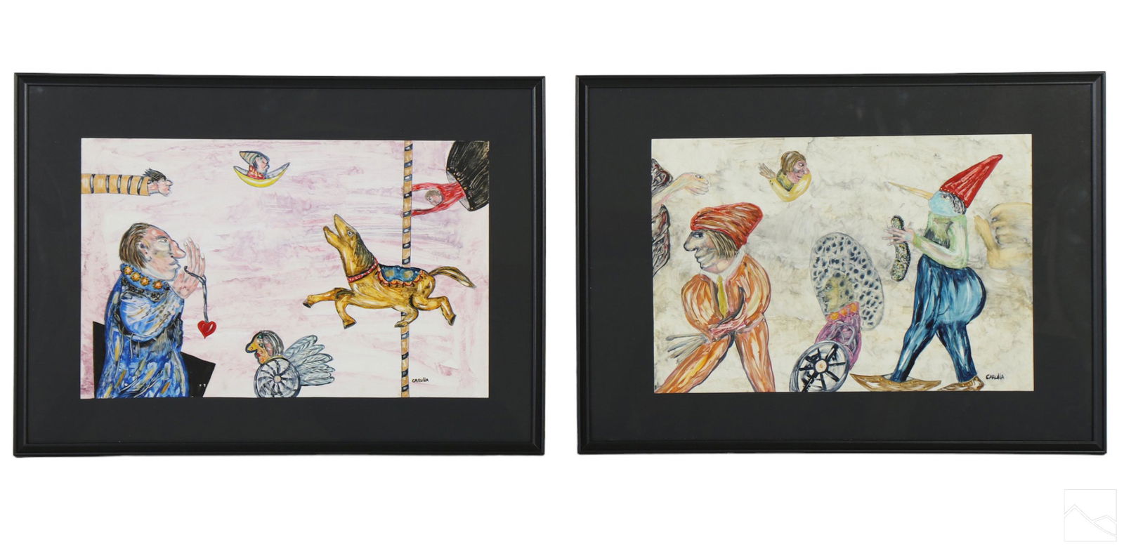 Ramon Carulla b1936 Cuban Figural Painting 2pc LOT (1 of 8)