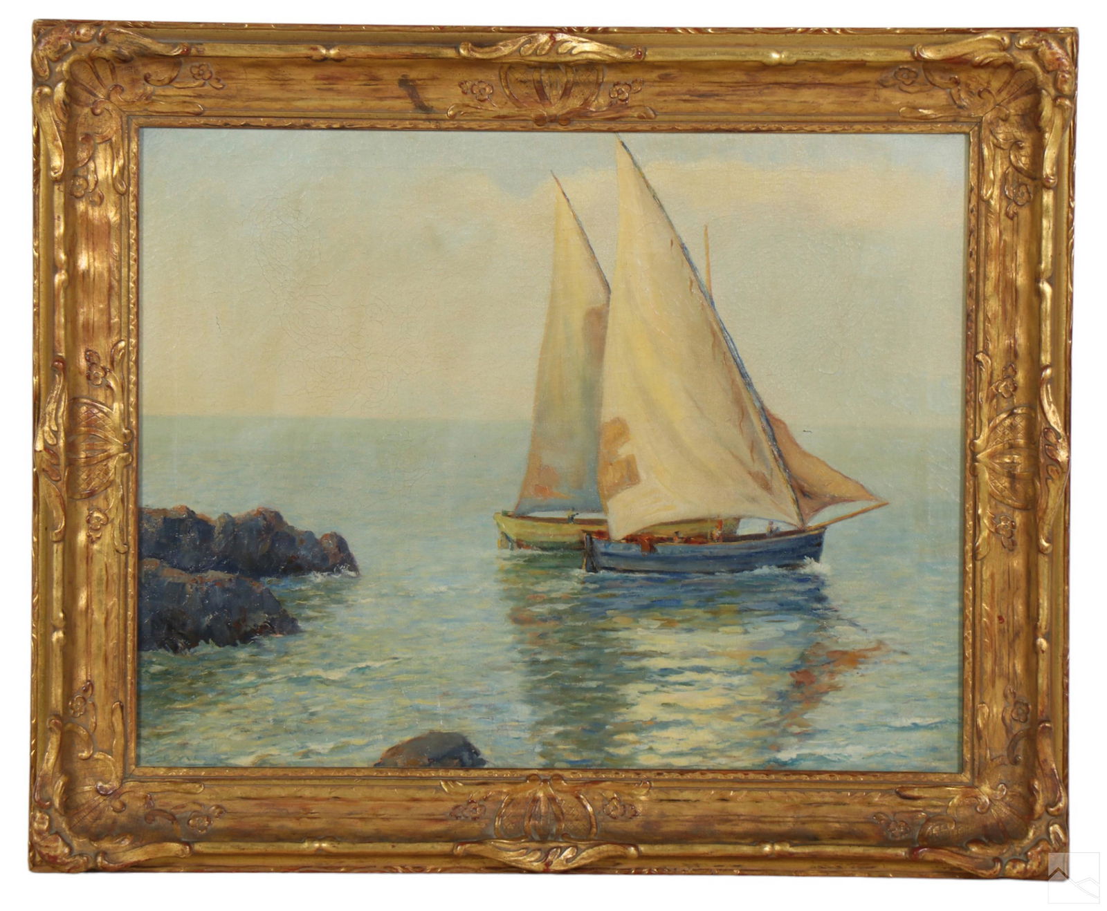 Antique Nautical Seascape Oil Painting SIGNED (1 of 4)