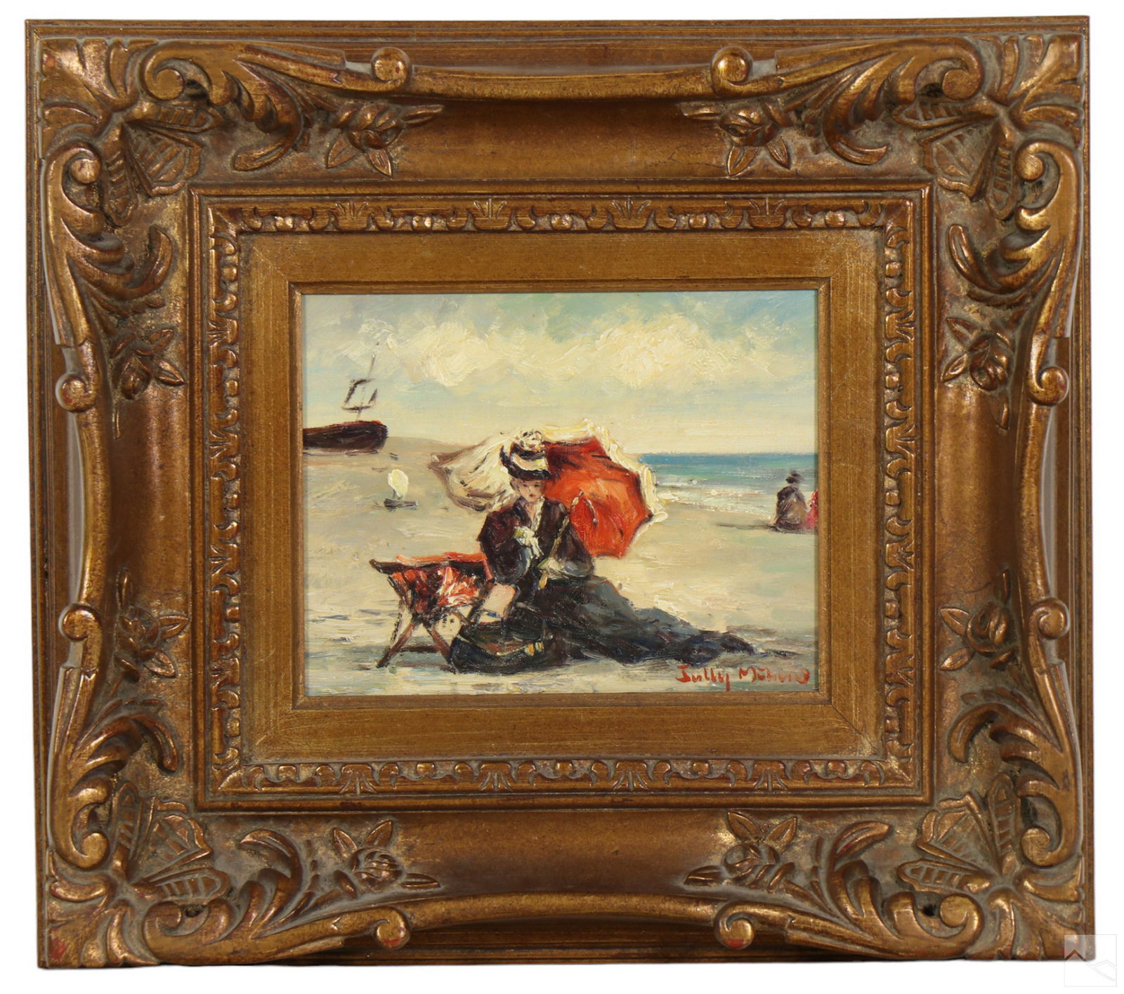 Impressionist Antique Figural Landscape Painting (1 of 4)