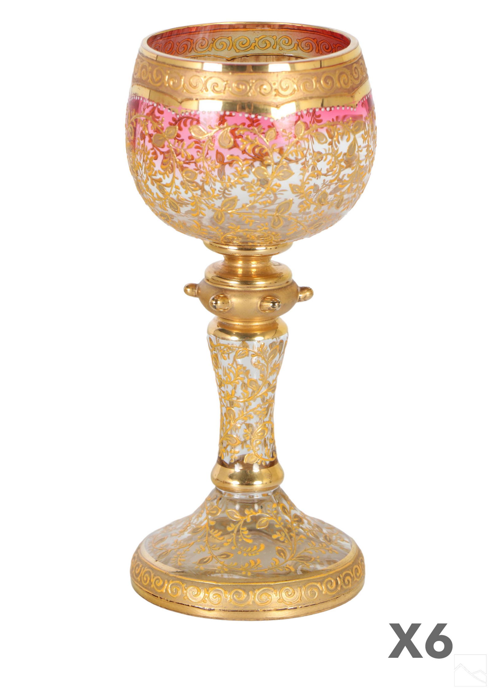 Bohemian Moser Style Antique Art Glass Goblets SET (1 of 2)