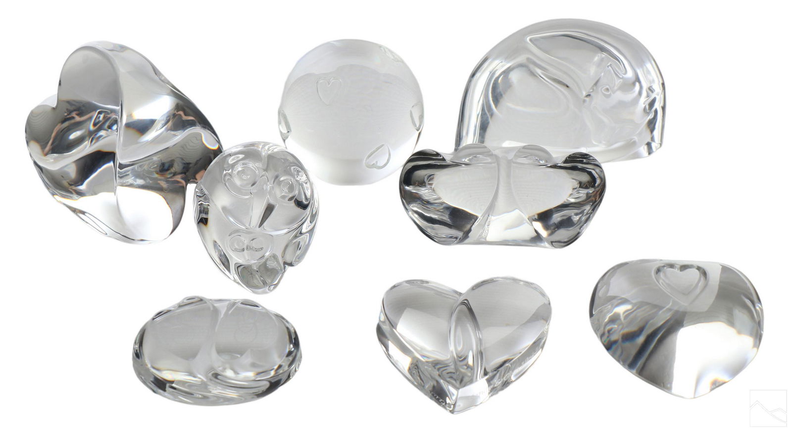 Steuben Glass Owl Cat Heart Paperweight Sculptures (1 of 6)