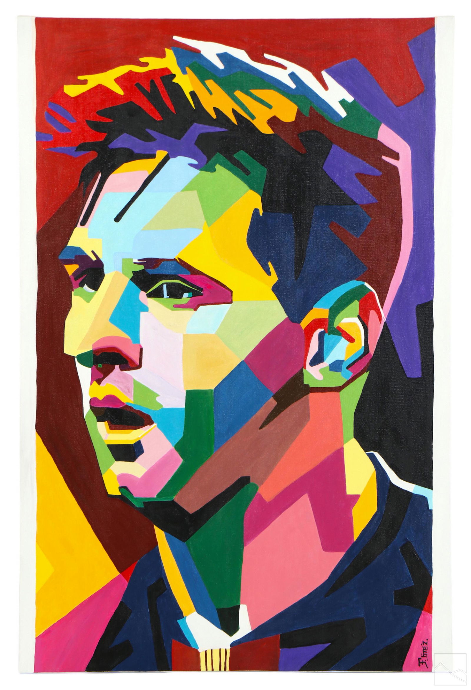 Freddy Gomez b.1966 Cubist Soccer Player Painting (1 of 4)