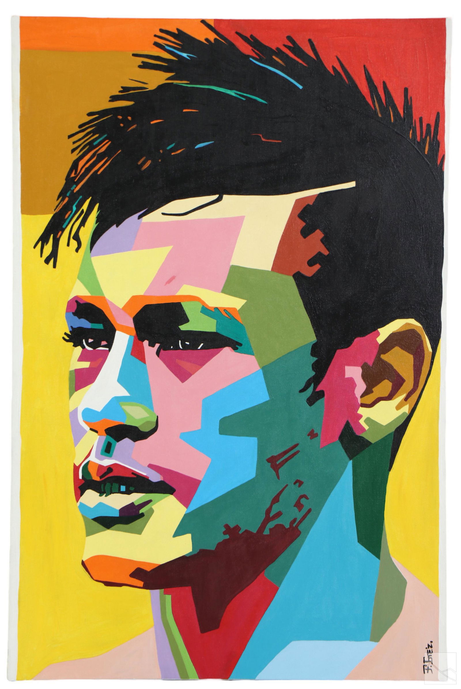 Freddy Gomez b.1966 Cubist Soccer Player Painting (1 of 4)