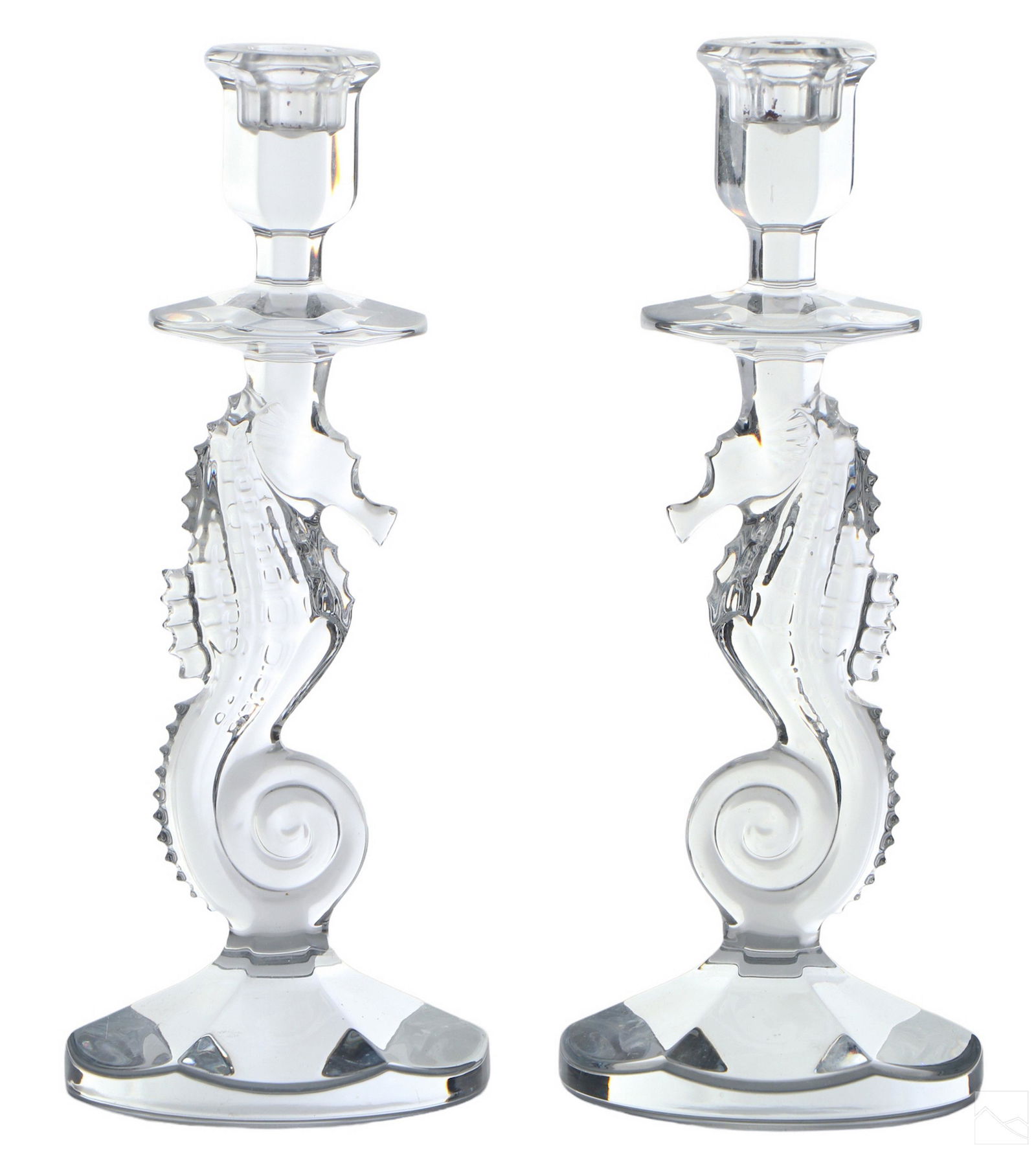 Waterford Irish Crystal Pair Seahorse Candlesticks