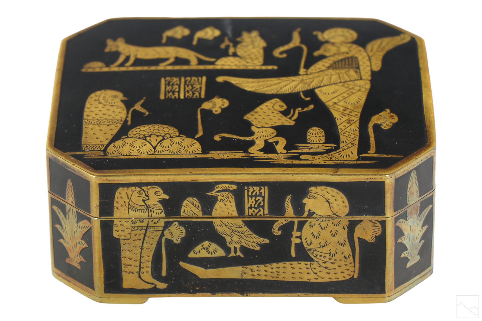 Art Deco Egyptian Revival Gilt Blacked Bronze Box (1 of 7)