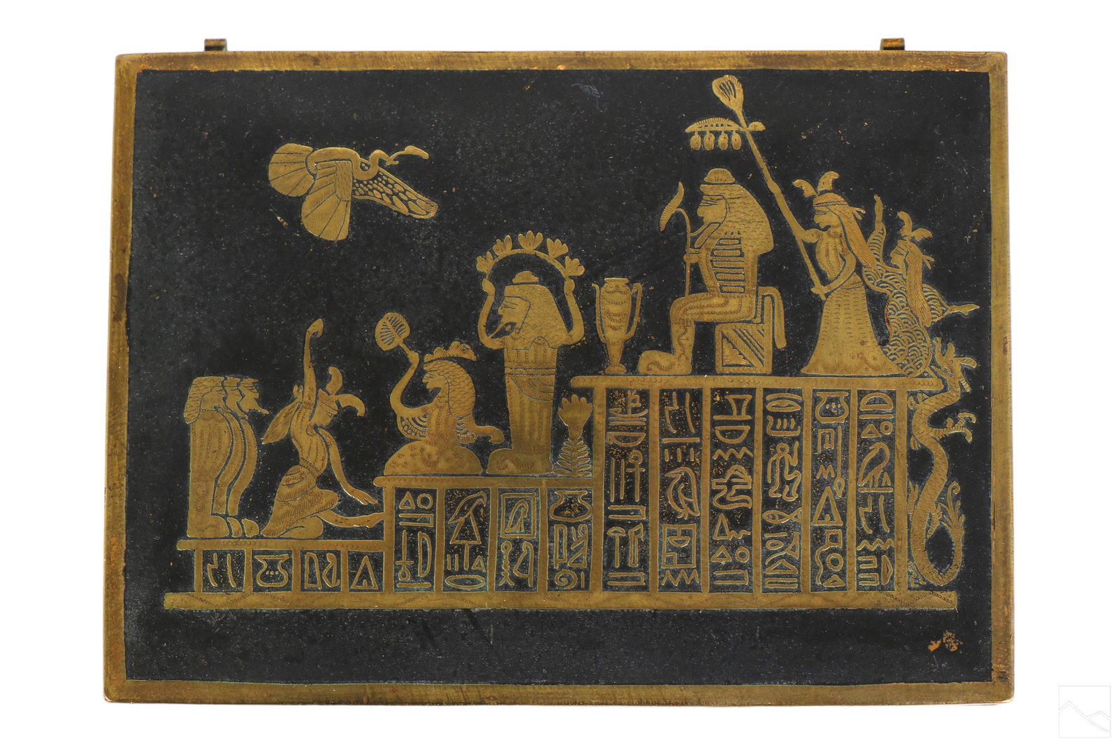 Art Deco Egyptian Revival Gilt Blacked Bronze Box (1 of 7)