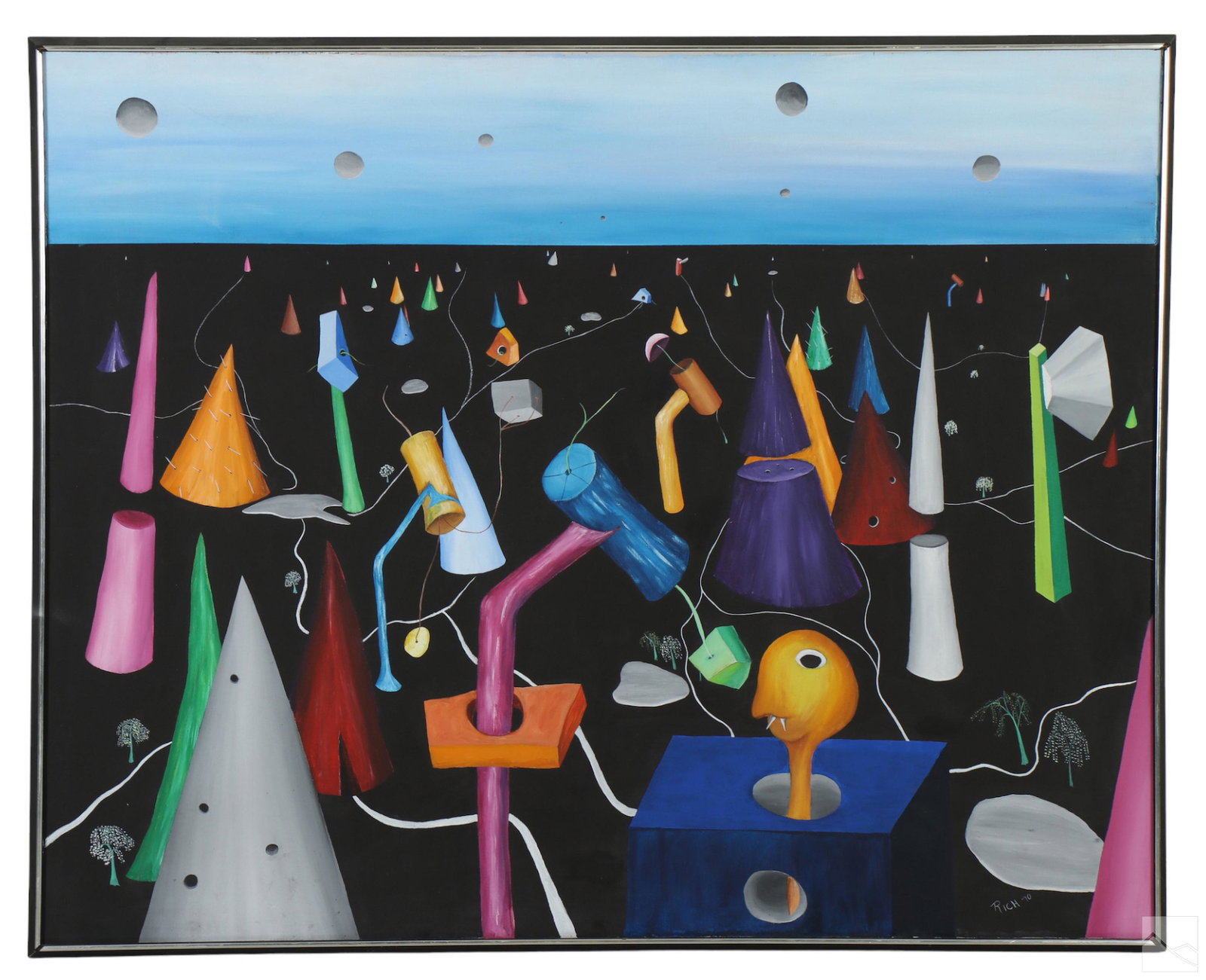 Rich 20C. Abstract Surrealist Geometric Painting (1 of 5)