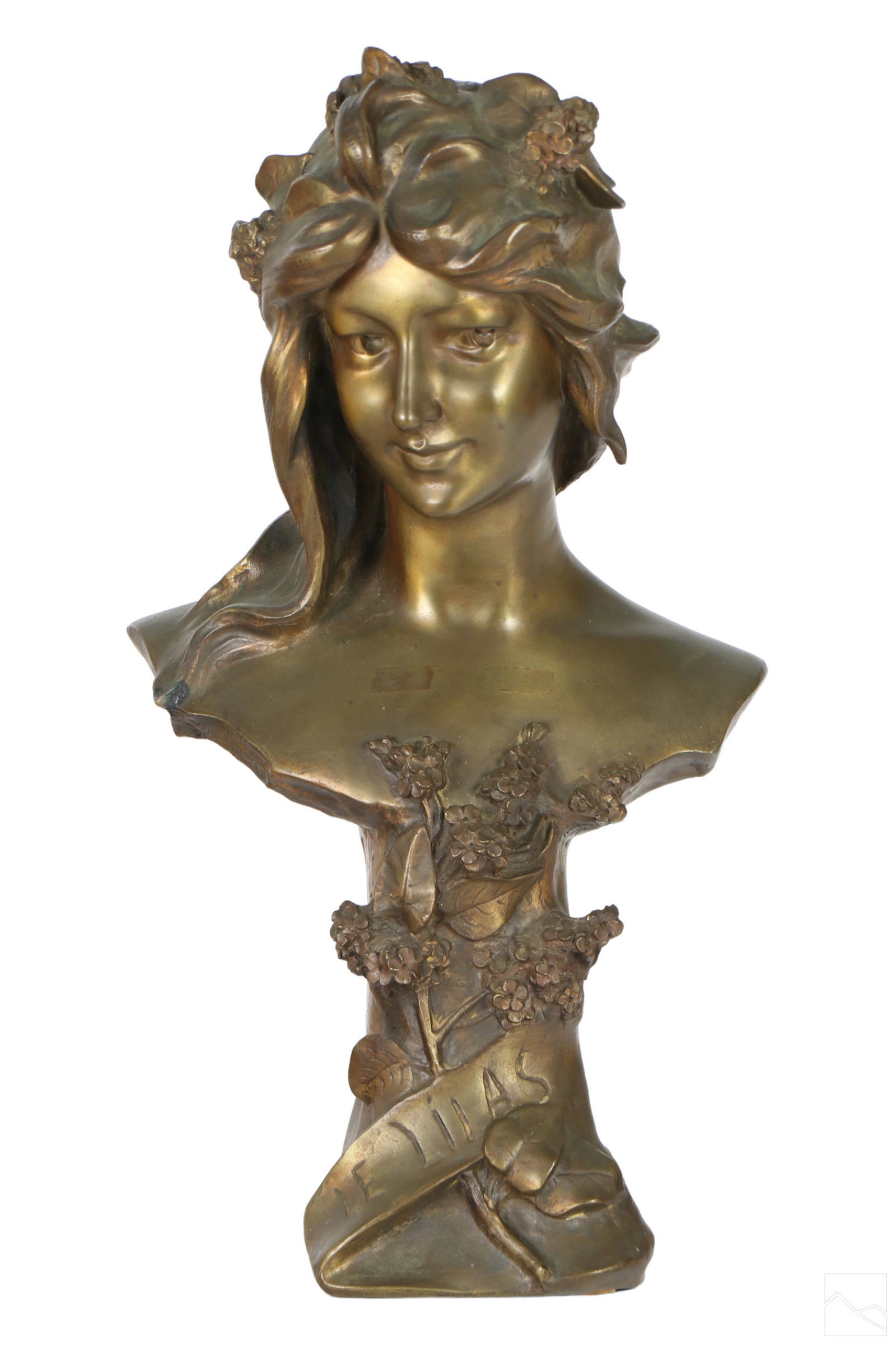 Bronze Art Nouveau Figural & Floral Bust Sculpture (1 of 8)