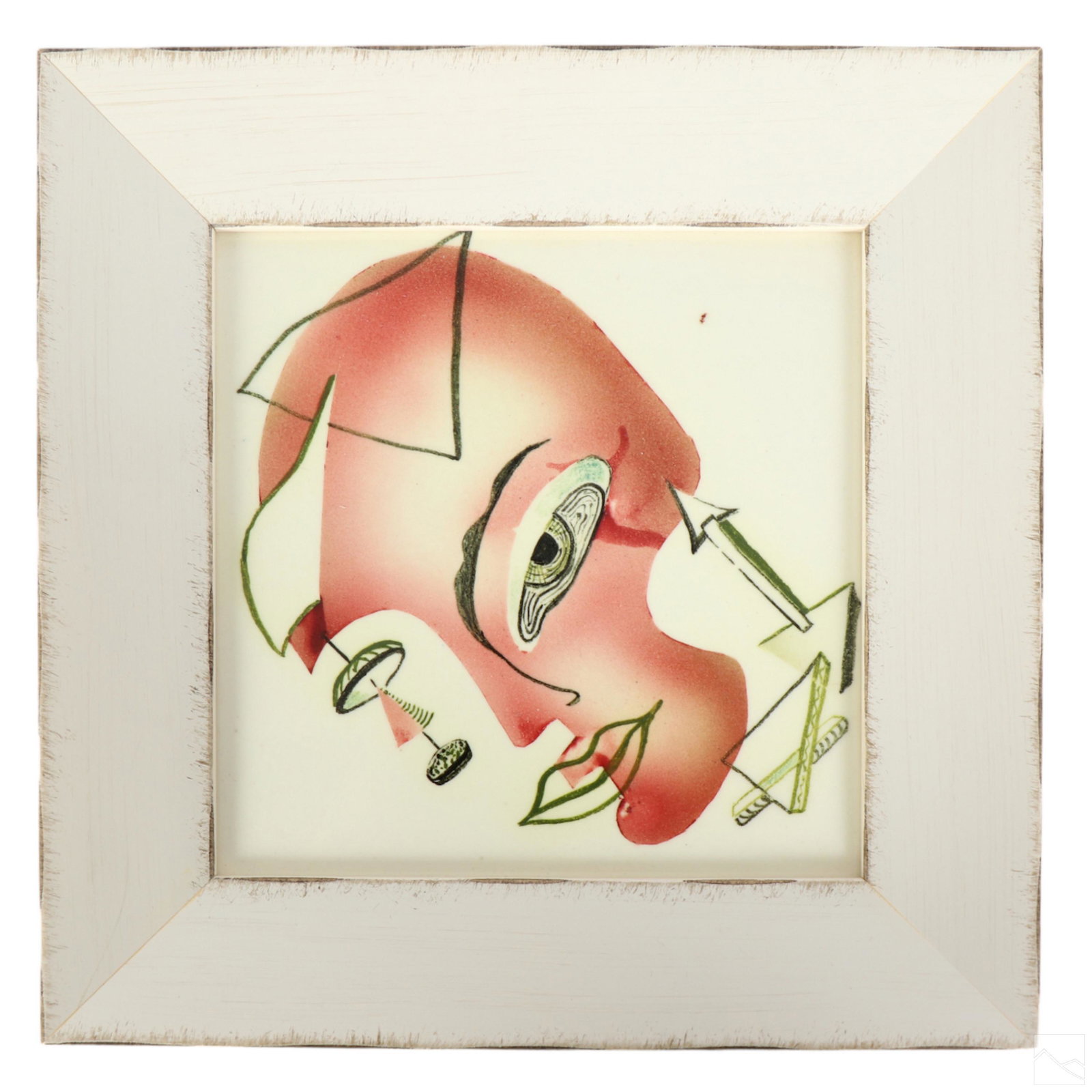 French Porcelain Modern Surrealist Portrait Plaque (1 of 3)