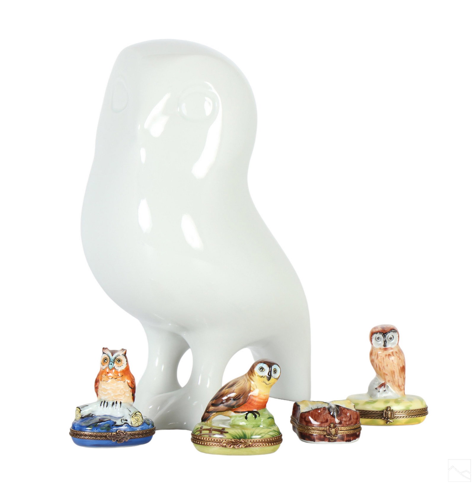 Royal Dux Porcelain Owl Statue and Limoges Box LOT (1 of 8)
