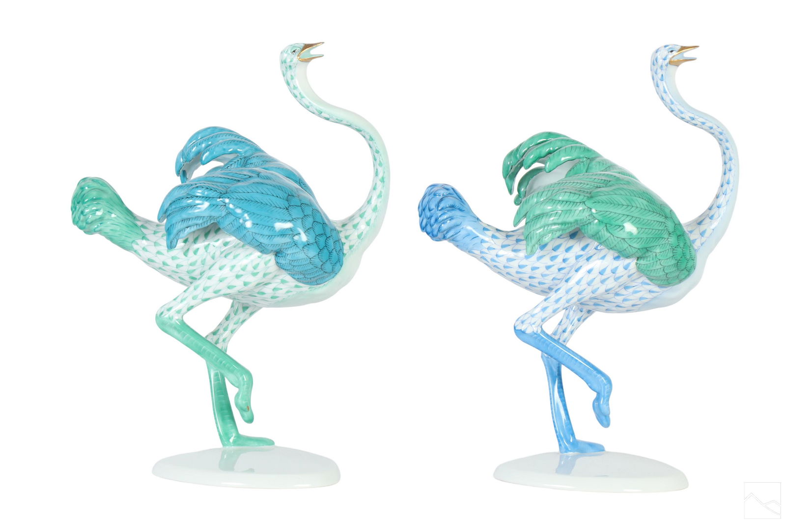 Herend Fishnet Porcelain Ostriches Bird Figurines (1 of 6)