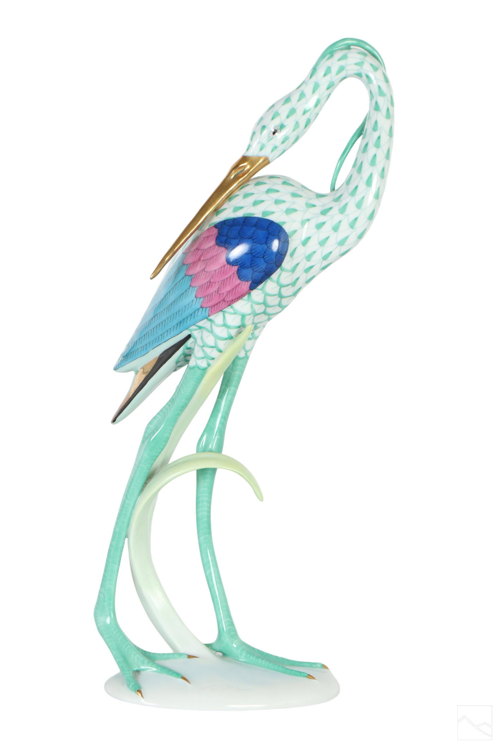 Herend Fishnet Porcelain Lrg Heron Crane Figurine (1 of 7)