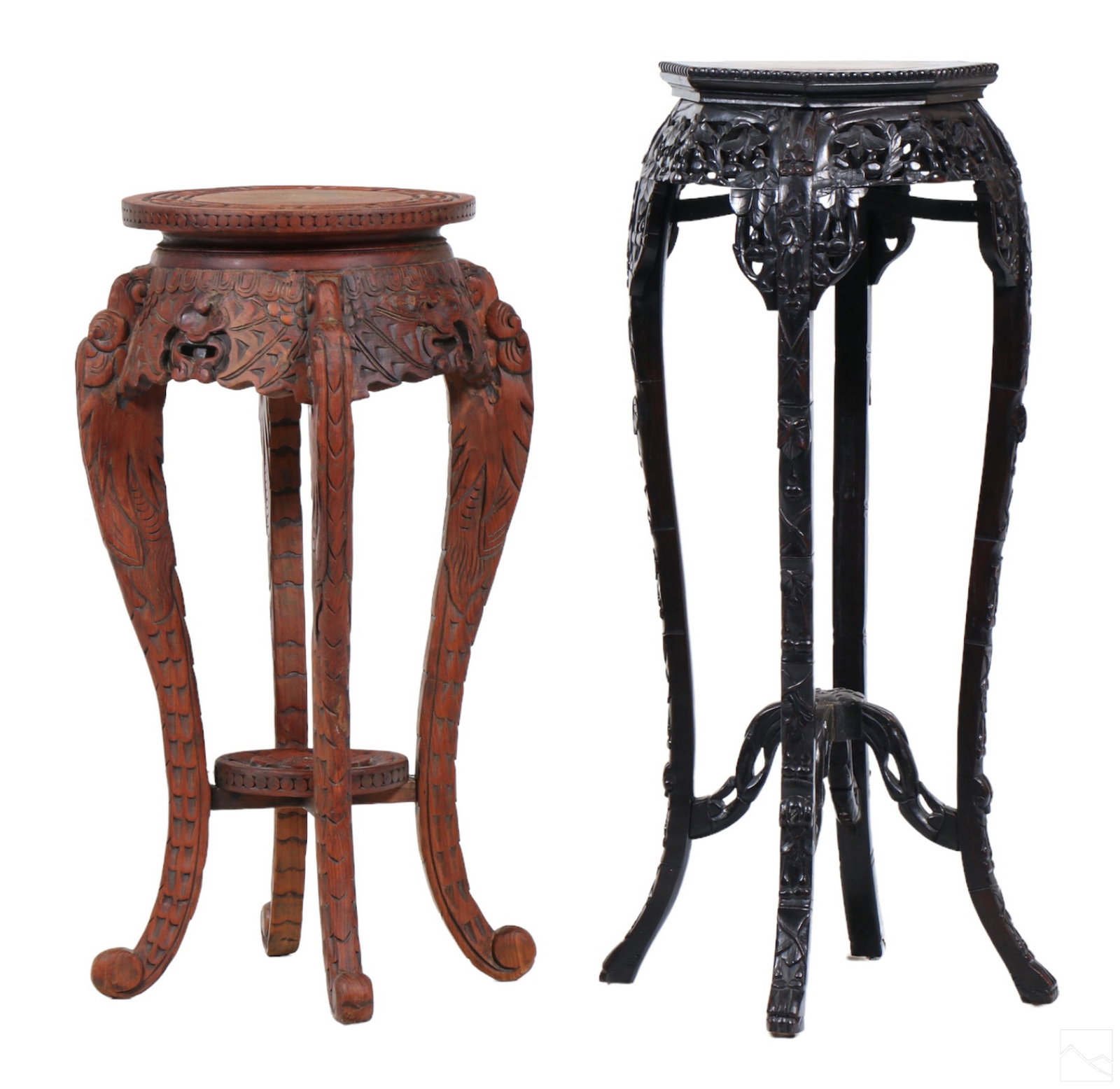 Chinese Art Deco Antique Carved Wood Plant Stands (1 of 6)
