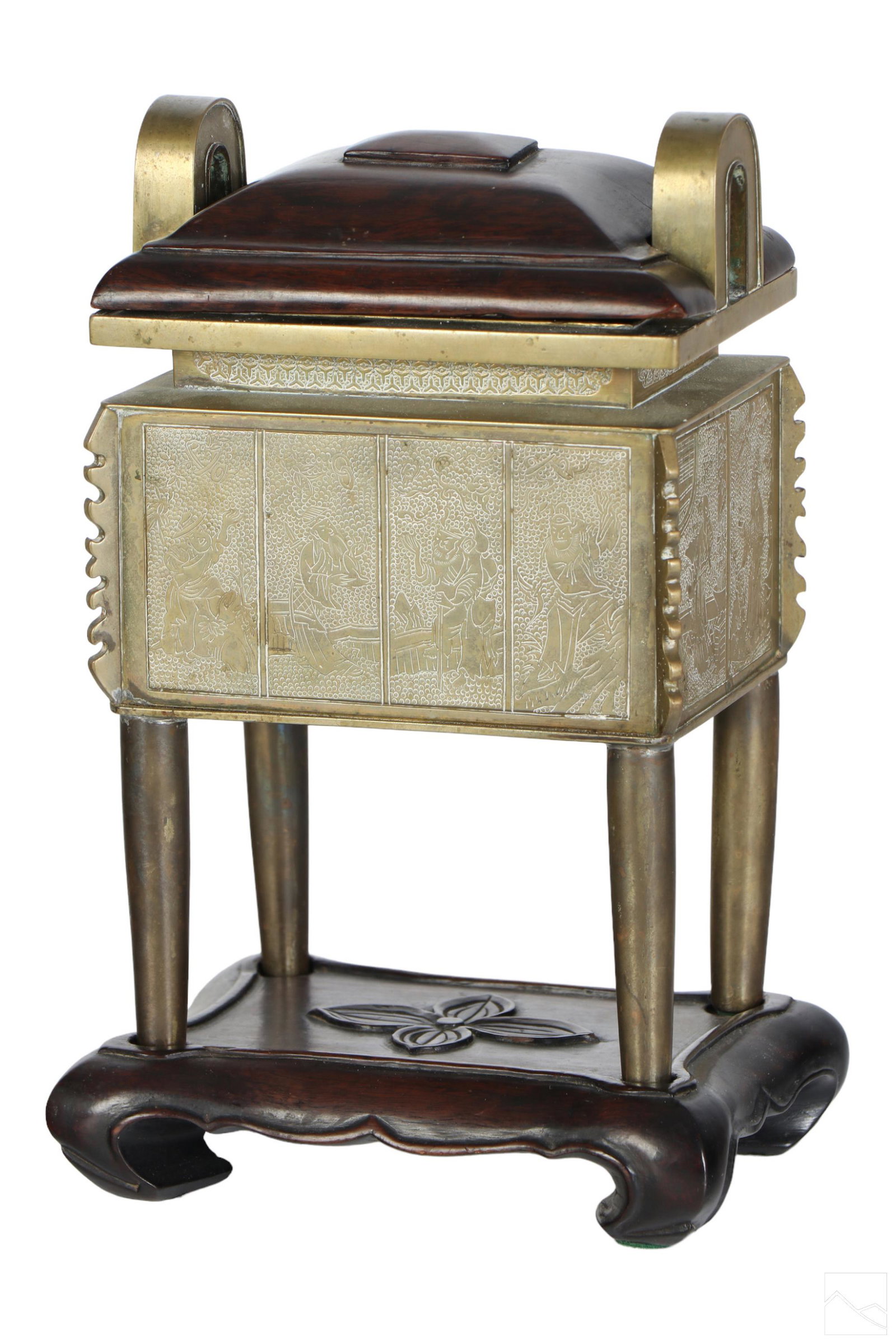 Chinese Qing Dynasty Bronze & Wood Incense Censer (1 of 9)