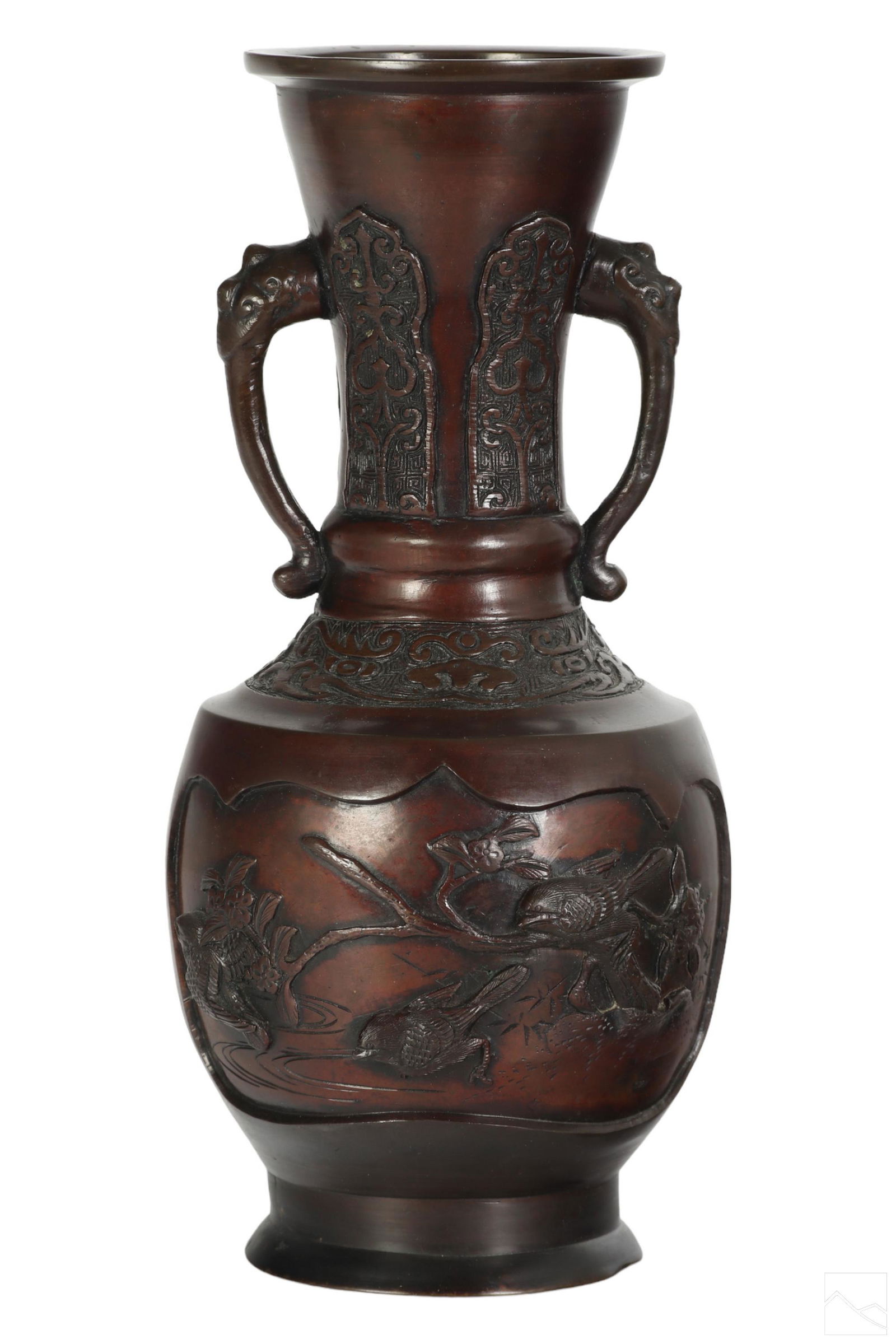 Japanese Meiji Bronze Floral & Fauna Baluster Vase (1 of 7)
