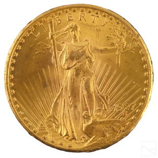 U.S. $20 Double Eagle 1927 Saint Gaudens Gold Coin: A $20 Saint Gaudens United States double eagle gold coin is a rare and highly sought-after piece. Minted by the U.S. Mint in Philadelphia in 1927, this genuine uncirculated coin showcases the